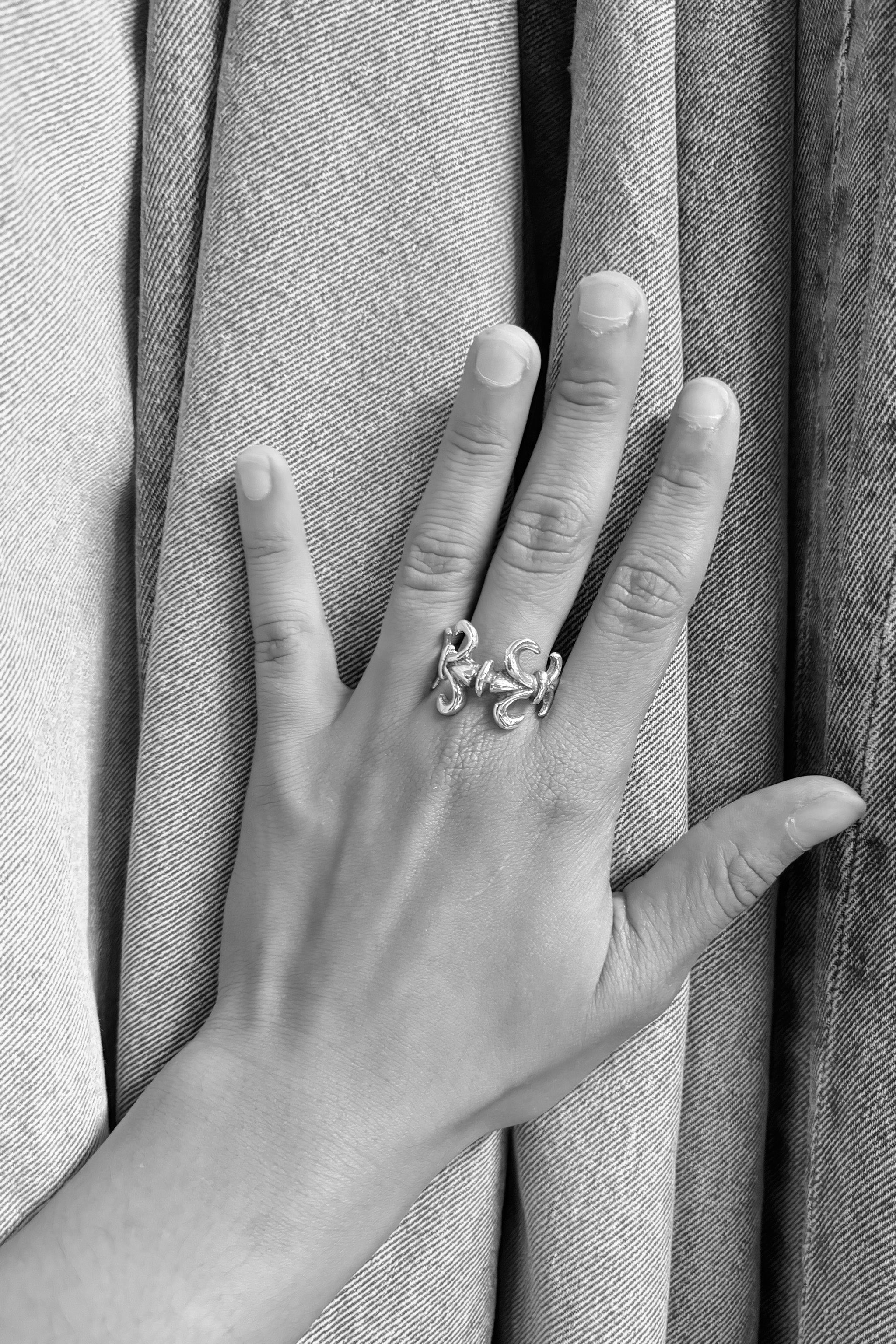 Sterling Silver Joined Fleur Ring