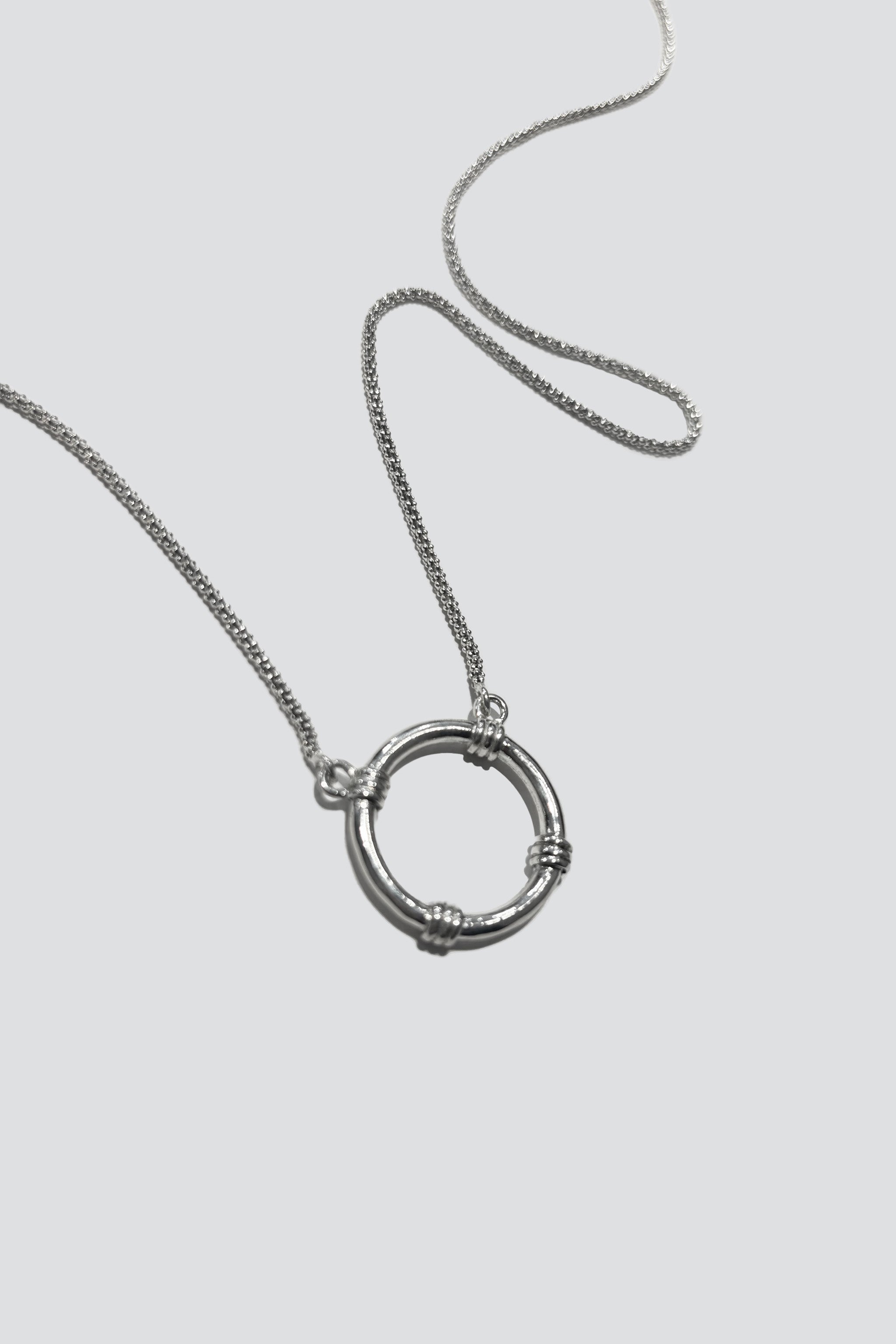 Sterling Silver Long Ringed Ring Necklace