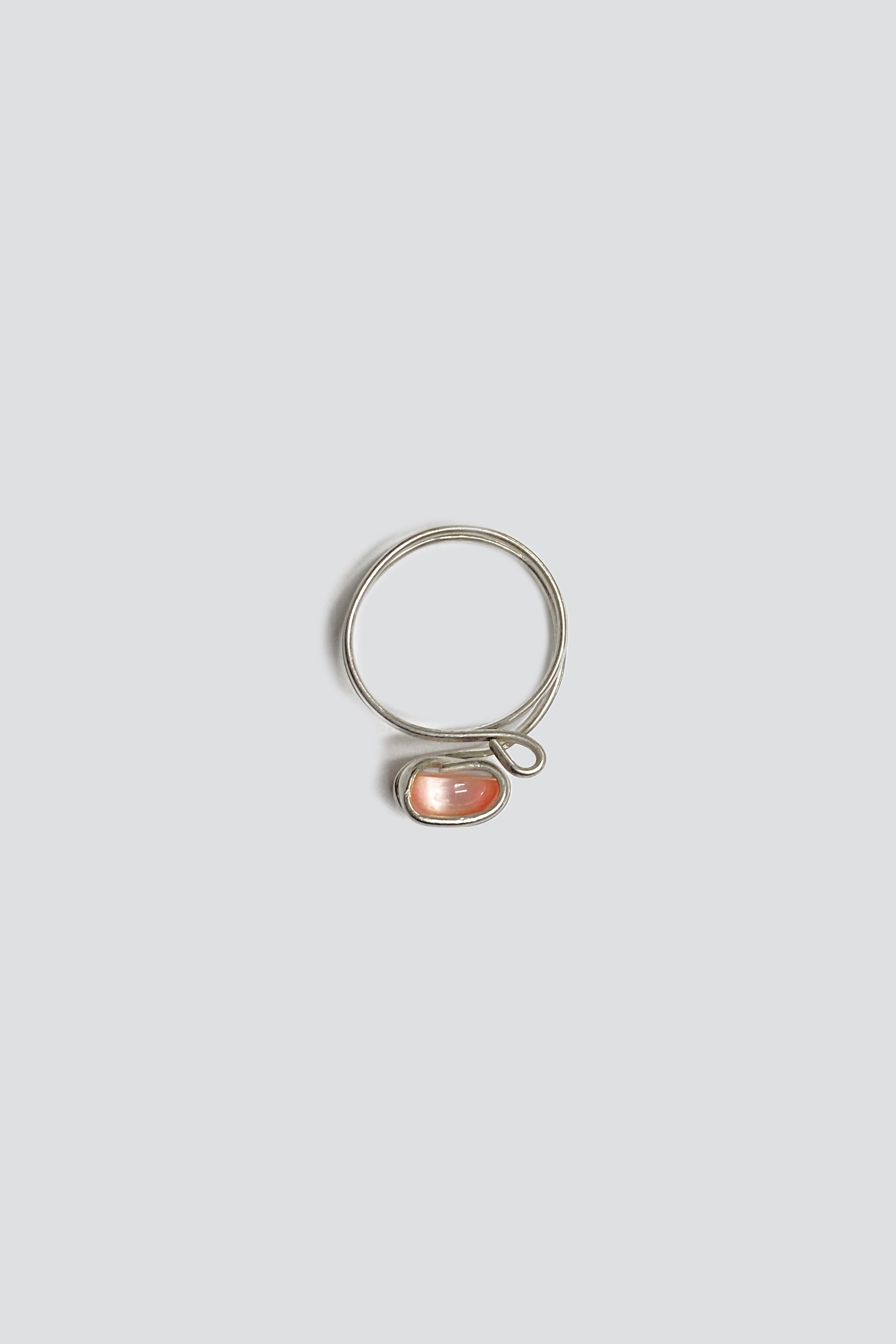Sterling Silver Suspended Pink Cat Eye Ring