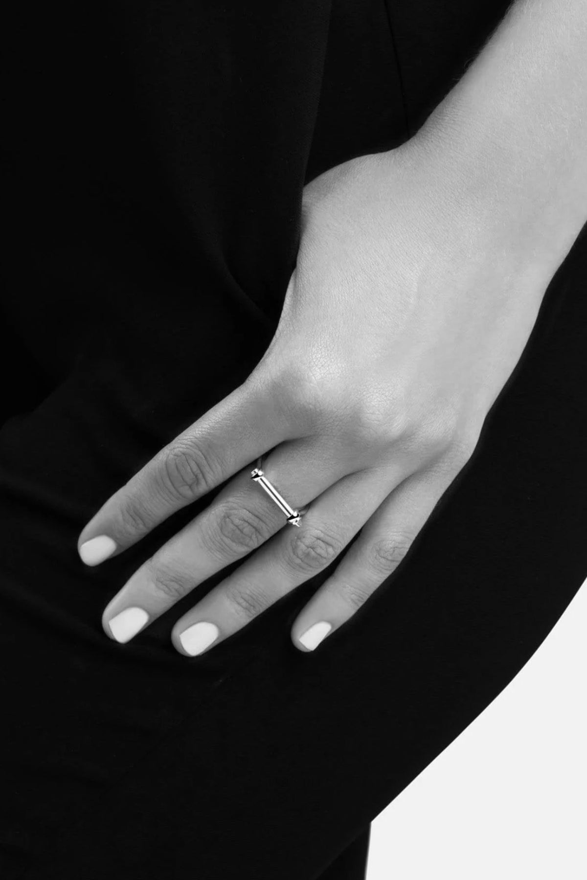 Sterling Silver Thin Screw Cuff Ring