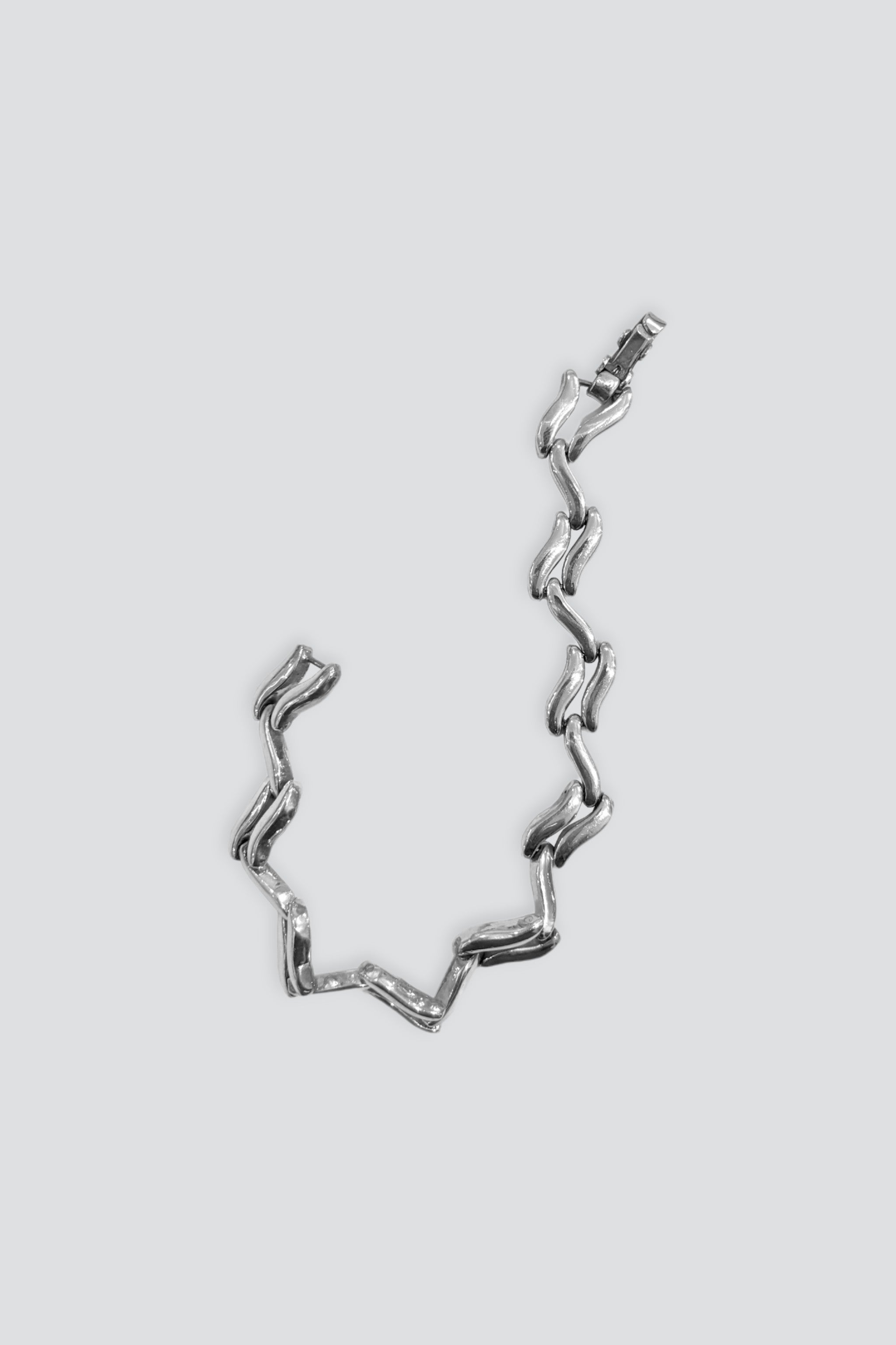 Sterling Silver Wave Link Bracelet