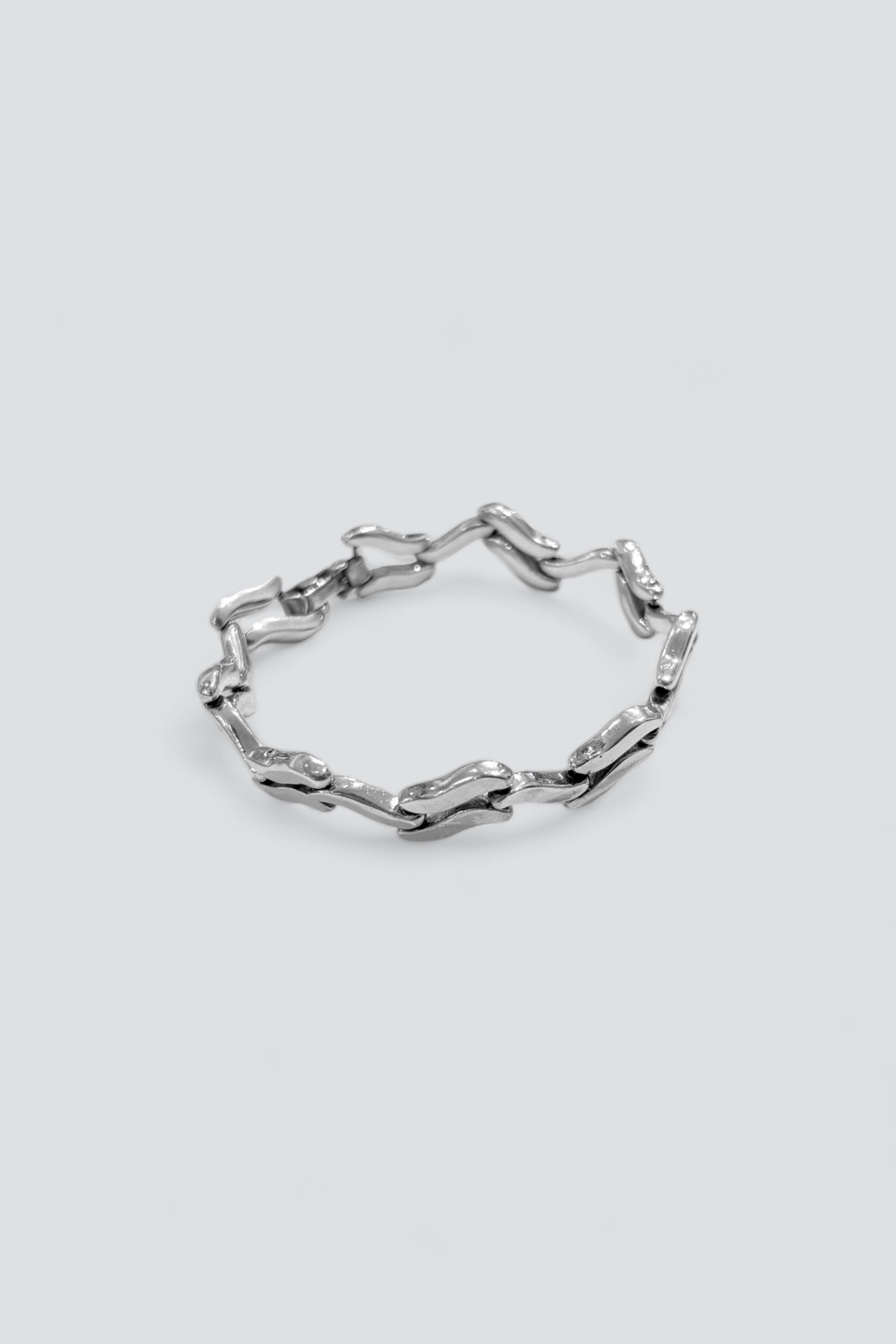 Sterling Silver Wave Link Bracelet