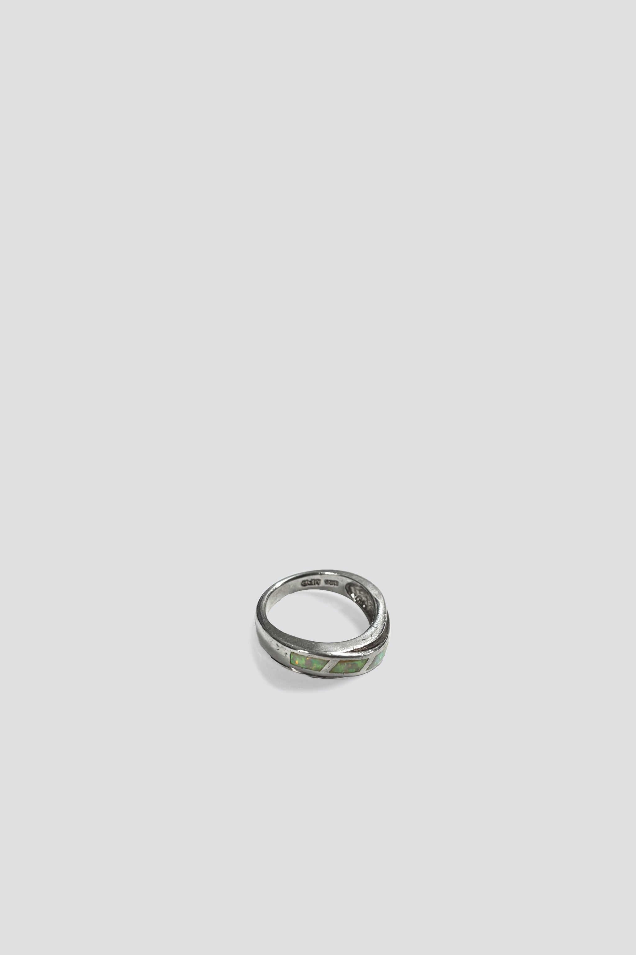 Sterling Silver White Opal Wave Ring