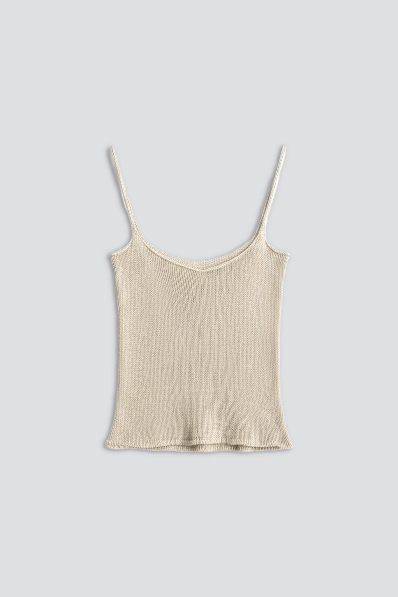 Beige Knit Simple Tank