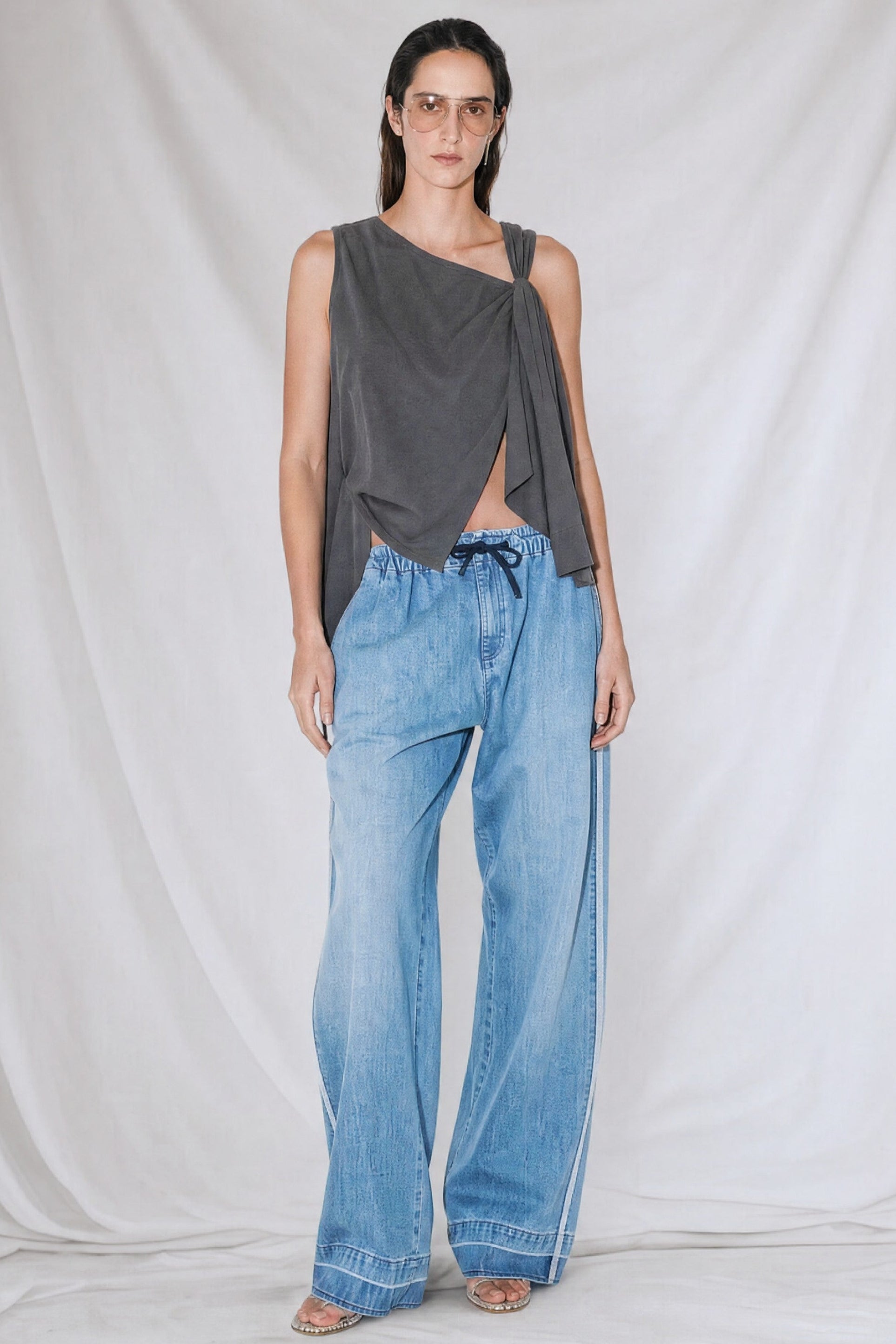 Dark Grey Theodora Sheet Top