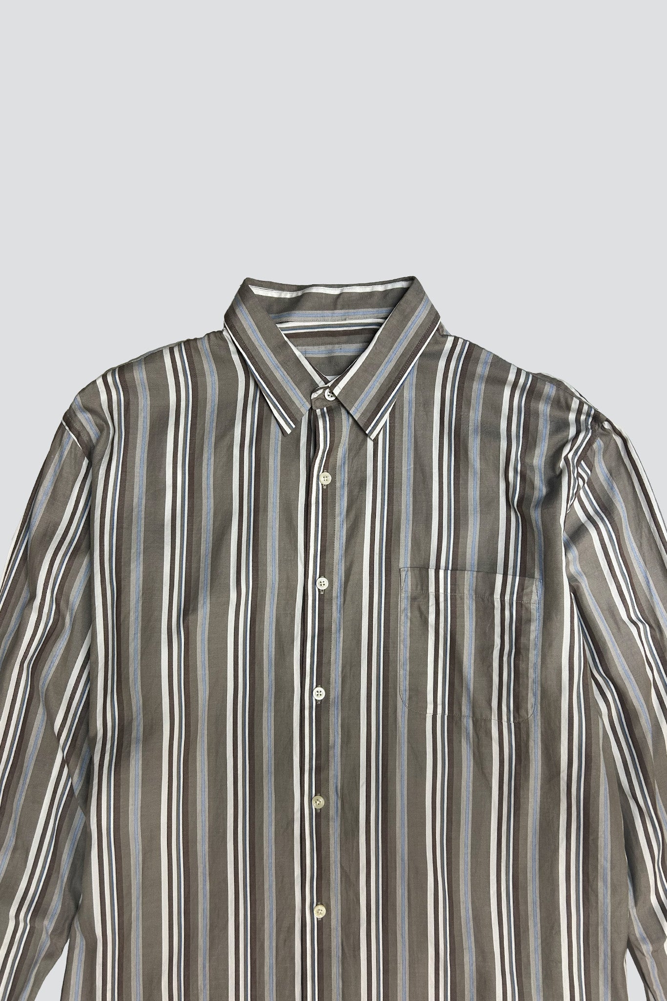 Tan and Blue Lines Button Up