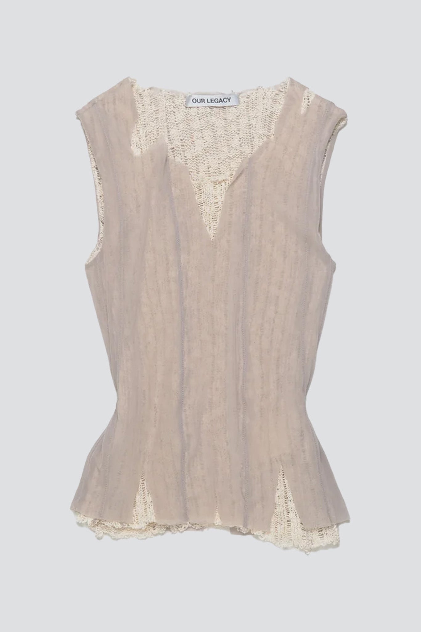 Taupe Nylon Mesh Ragged Vest