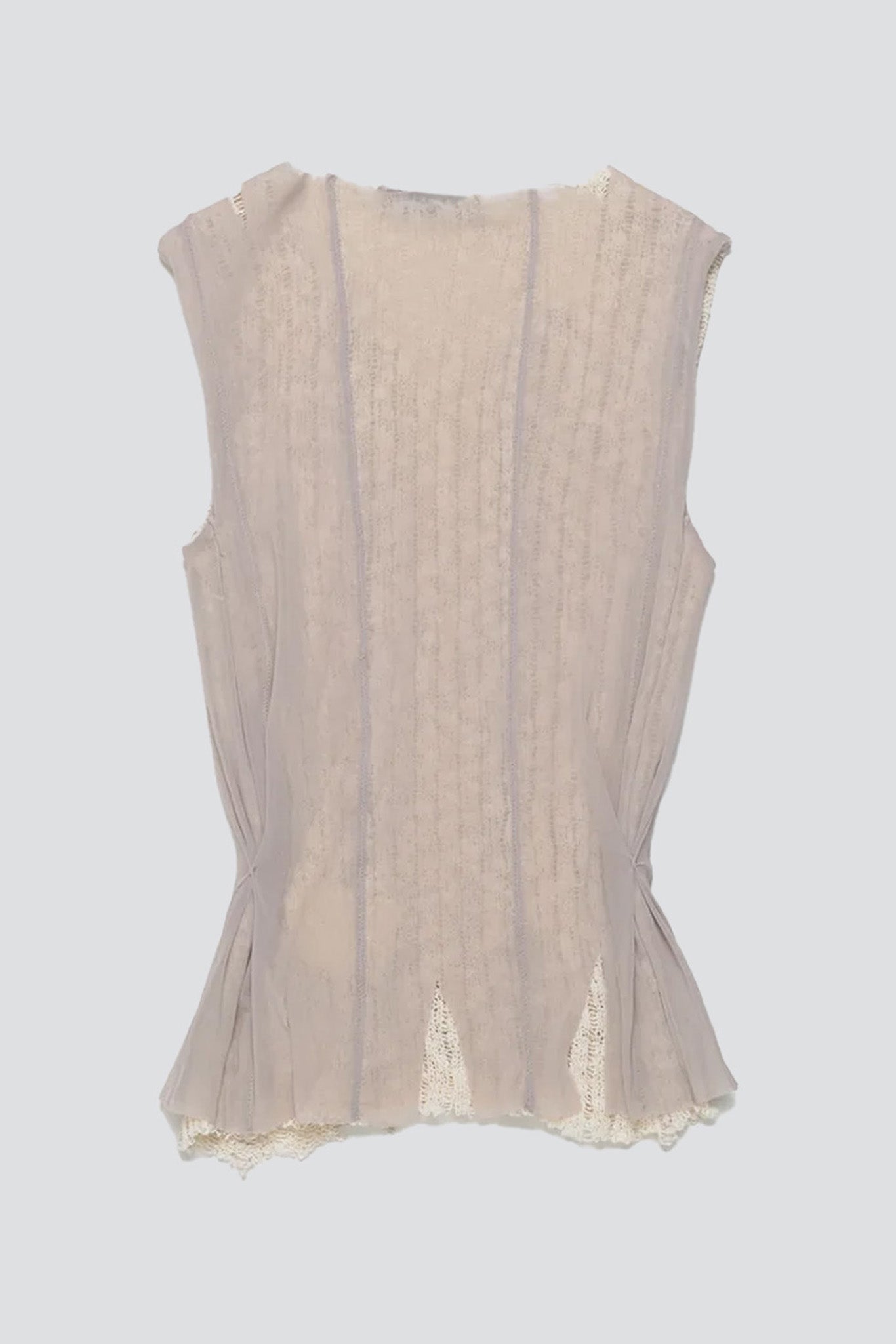 Taupe Nylon Mesh Ragged Vest
