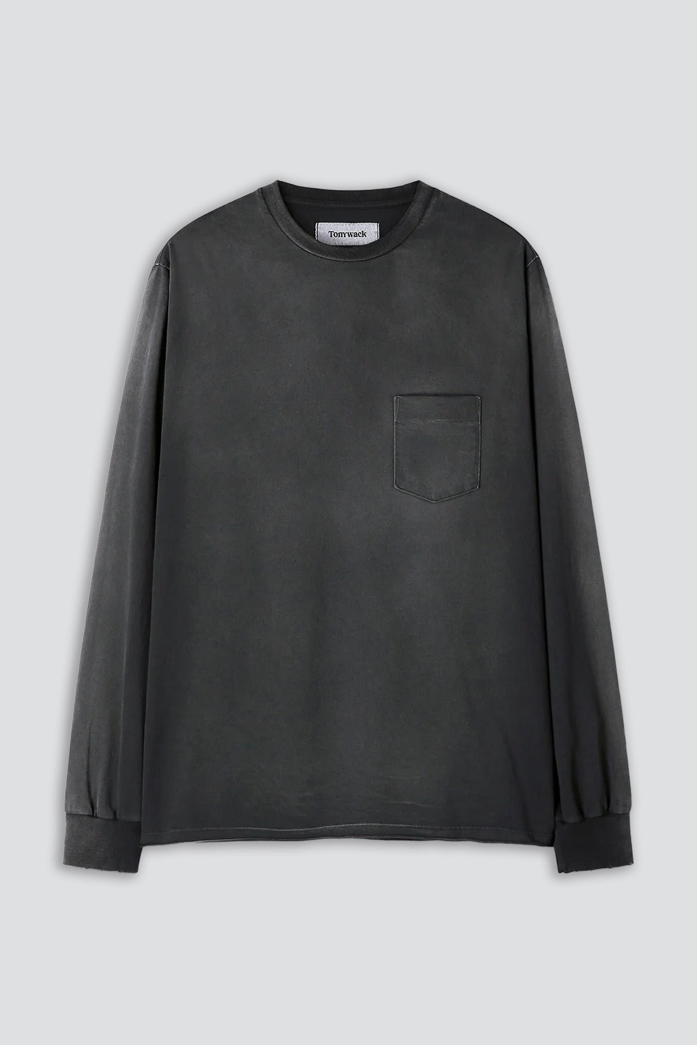 Faded Black Garment Dyed Long Sleeve Crew