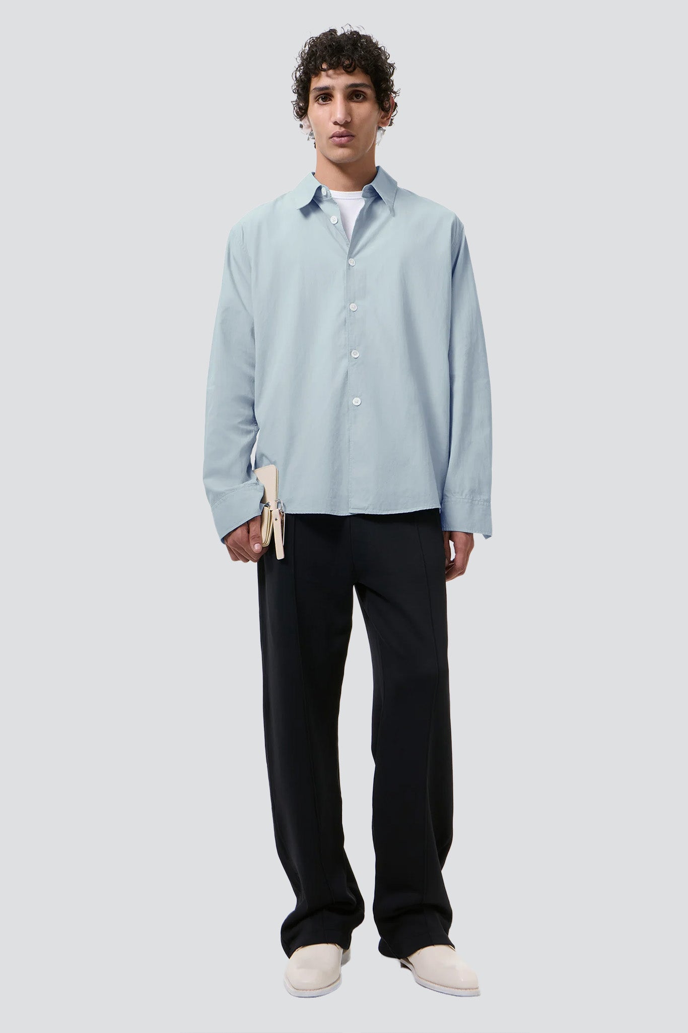 Powder Blue Liquid Poplin Beyond Shirt