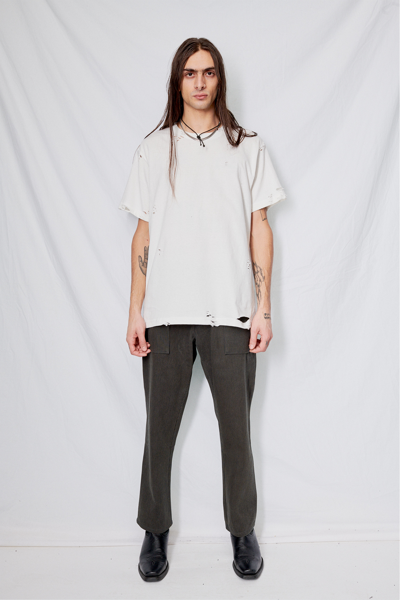 Distressed White T-Shirt