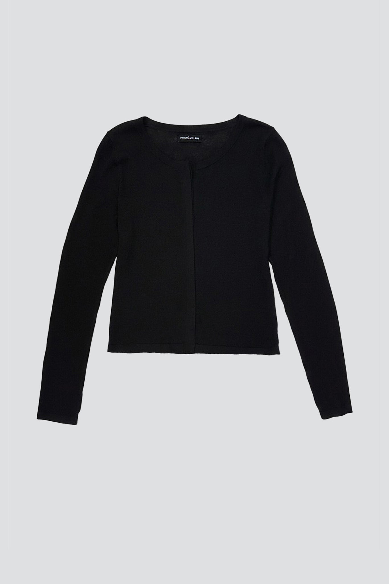 Black Silk Cashmere Hidden Buttoned Cardigan