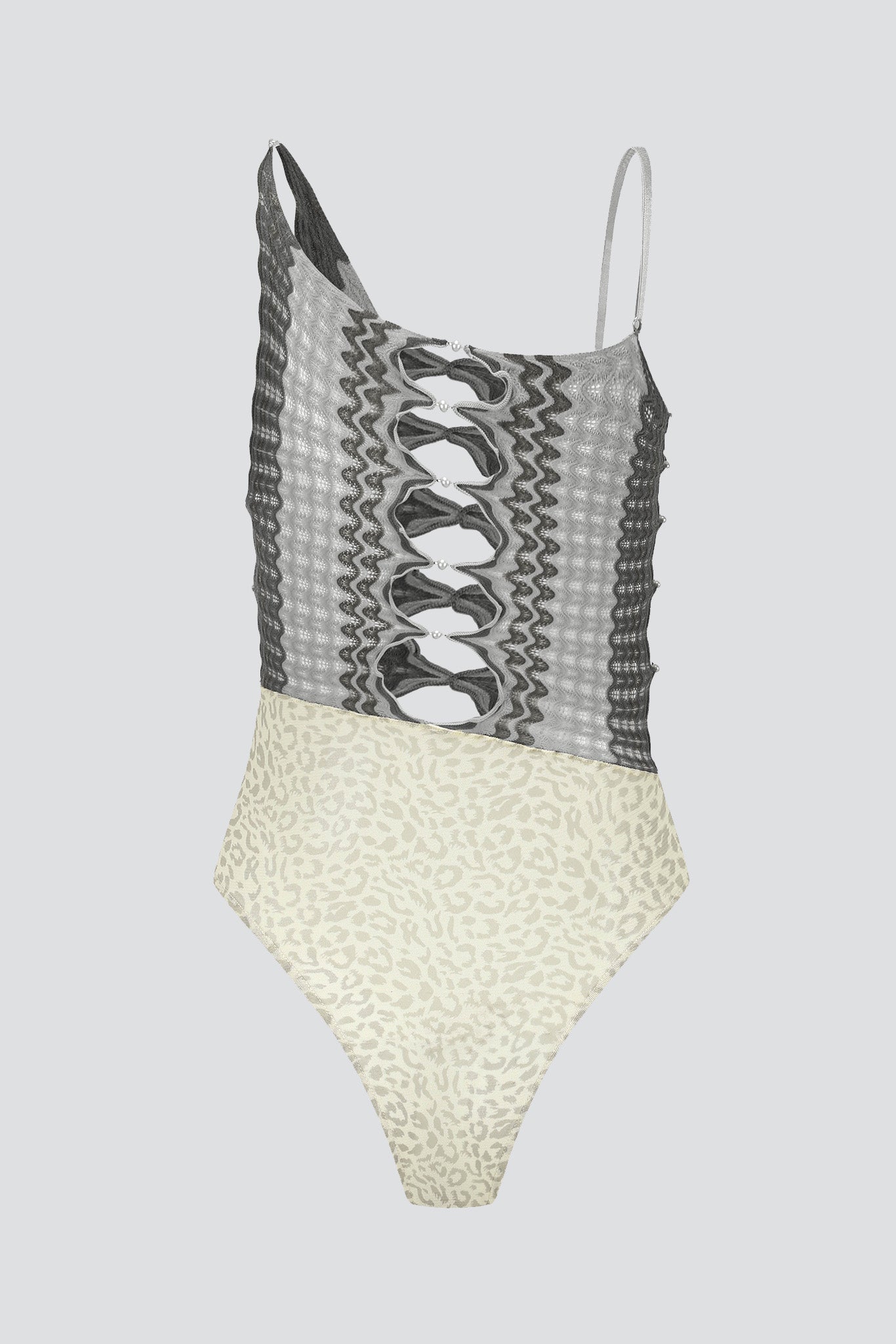 Marsh Ripple Knit Combo Leopard Mesh Bodysuit