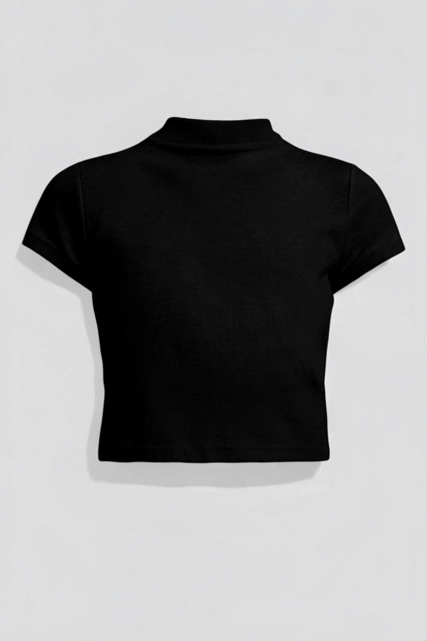 Black Slim Fit Mock Neck T-Shirt