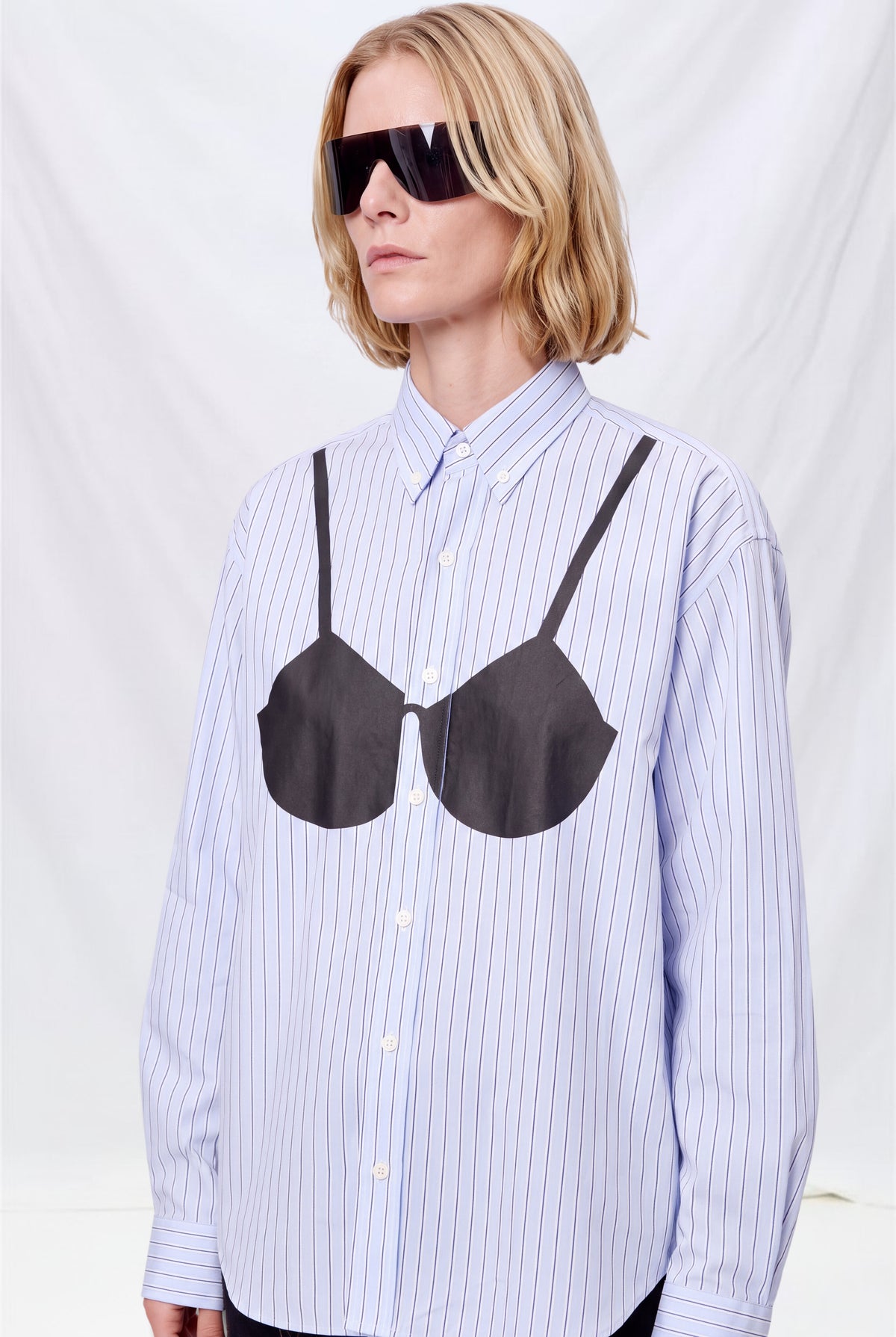 Blue Stripe Trompe L'oeil Button Down