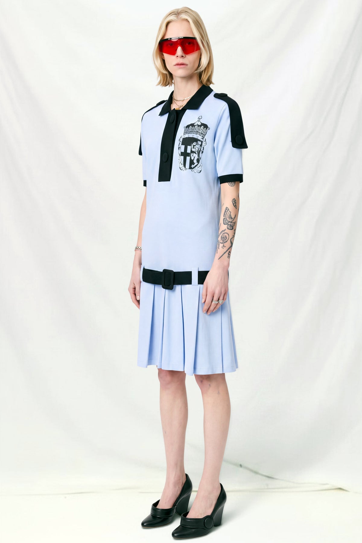 Blue Black Crest Polo Dress