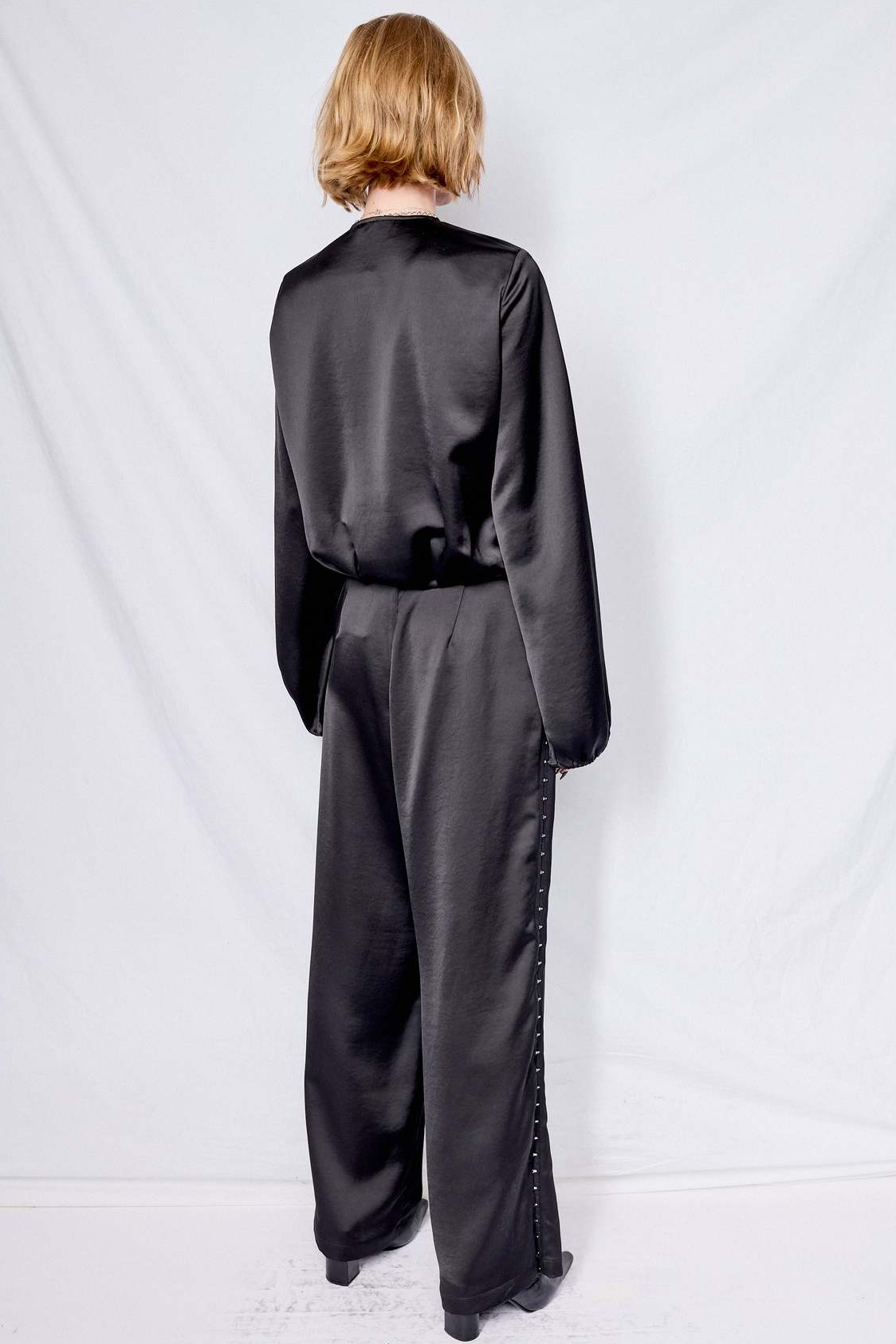 Black Cupro Side Hook Clean Pant
