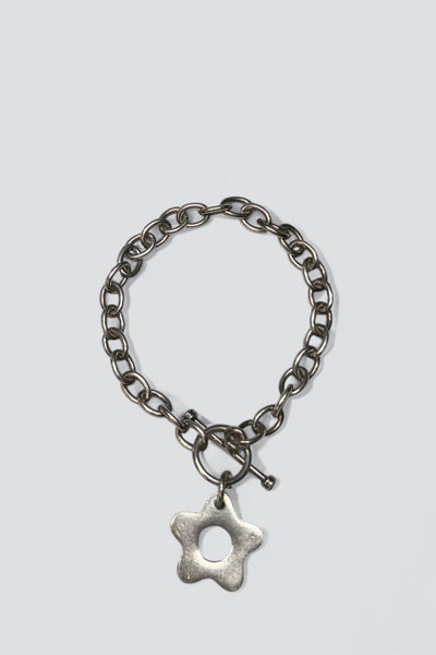 Sterling Silver Star Flower Toggle Bracelet - Vintage