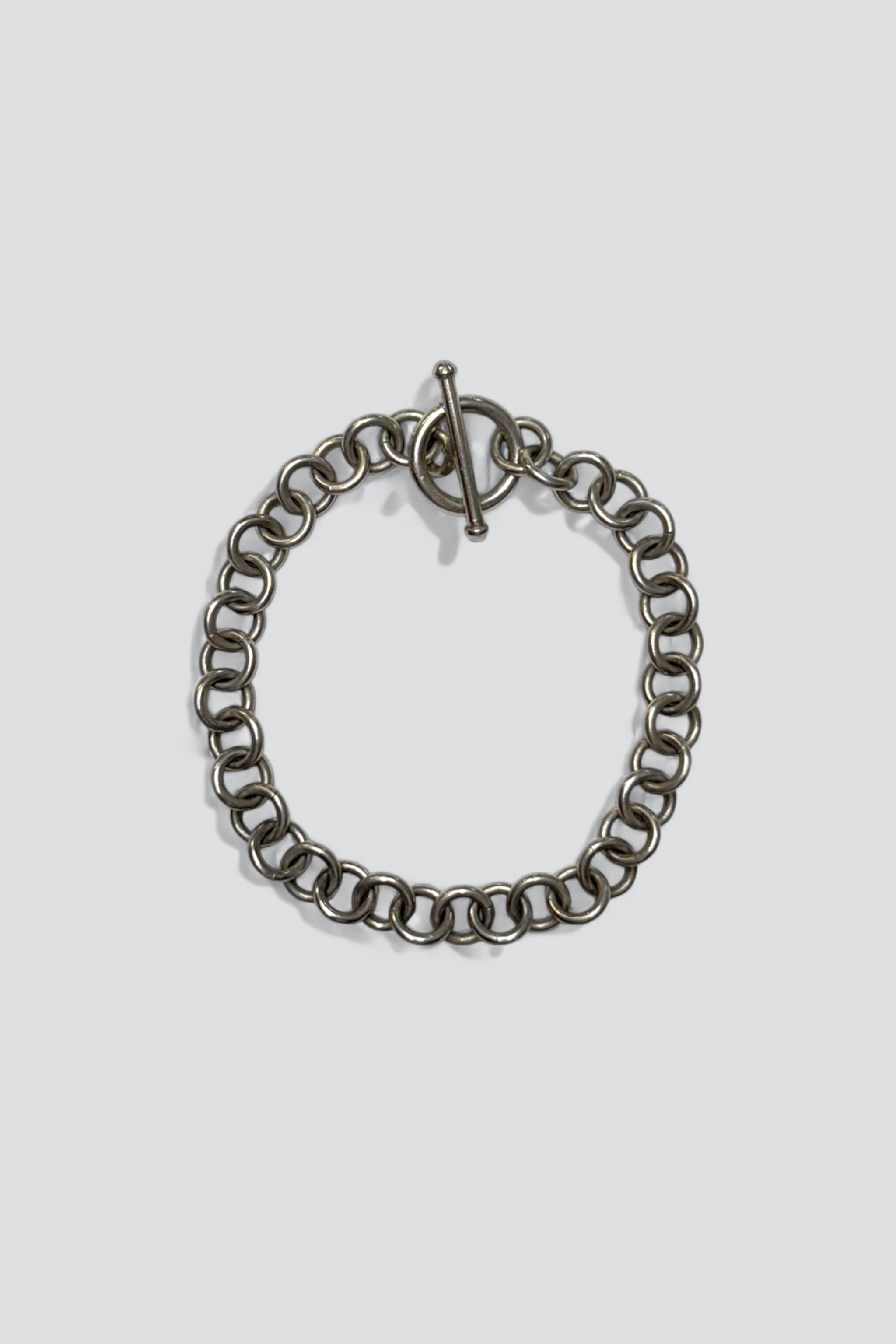 Sterling Silver Round Link Toggle Bracelet