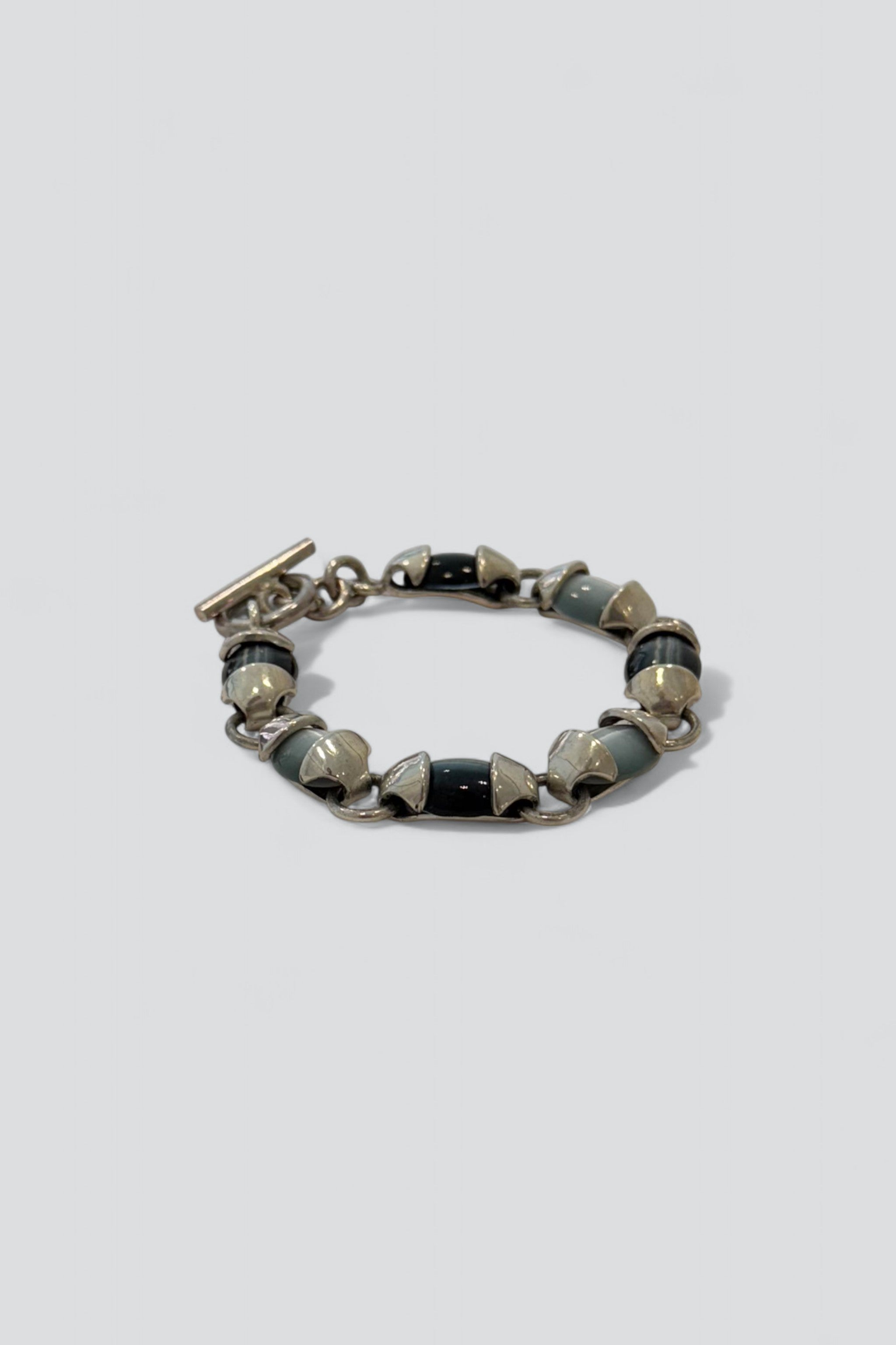 Sterling Silver Black Moonstone Toggle Bracelet