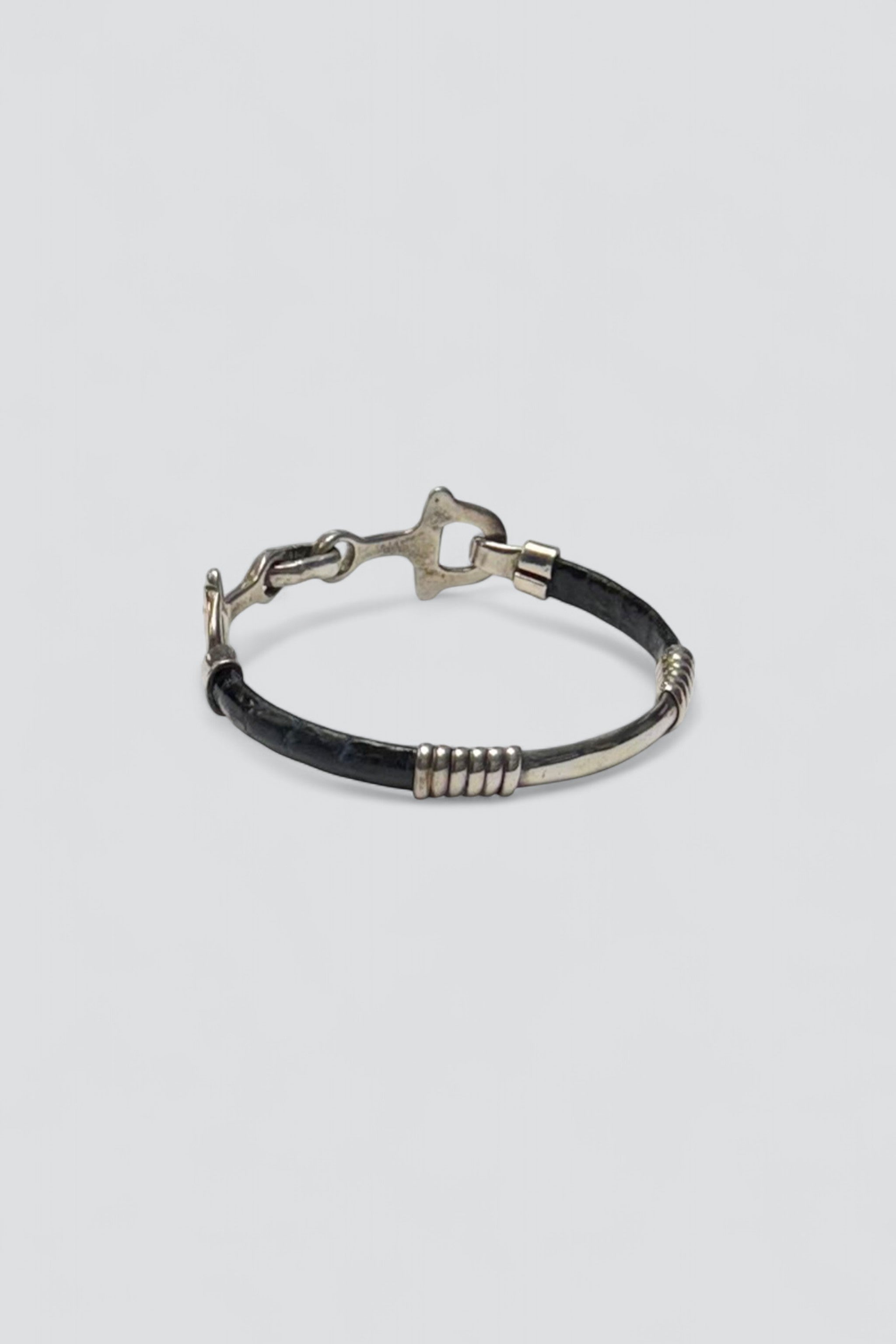 Sterling Silver Leather Hook Bracelet