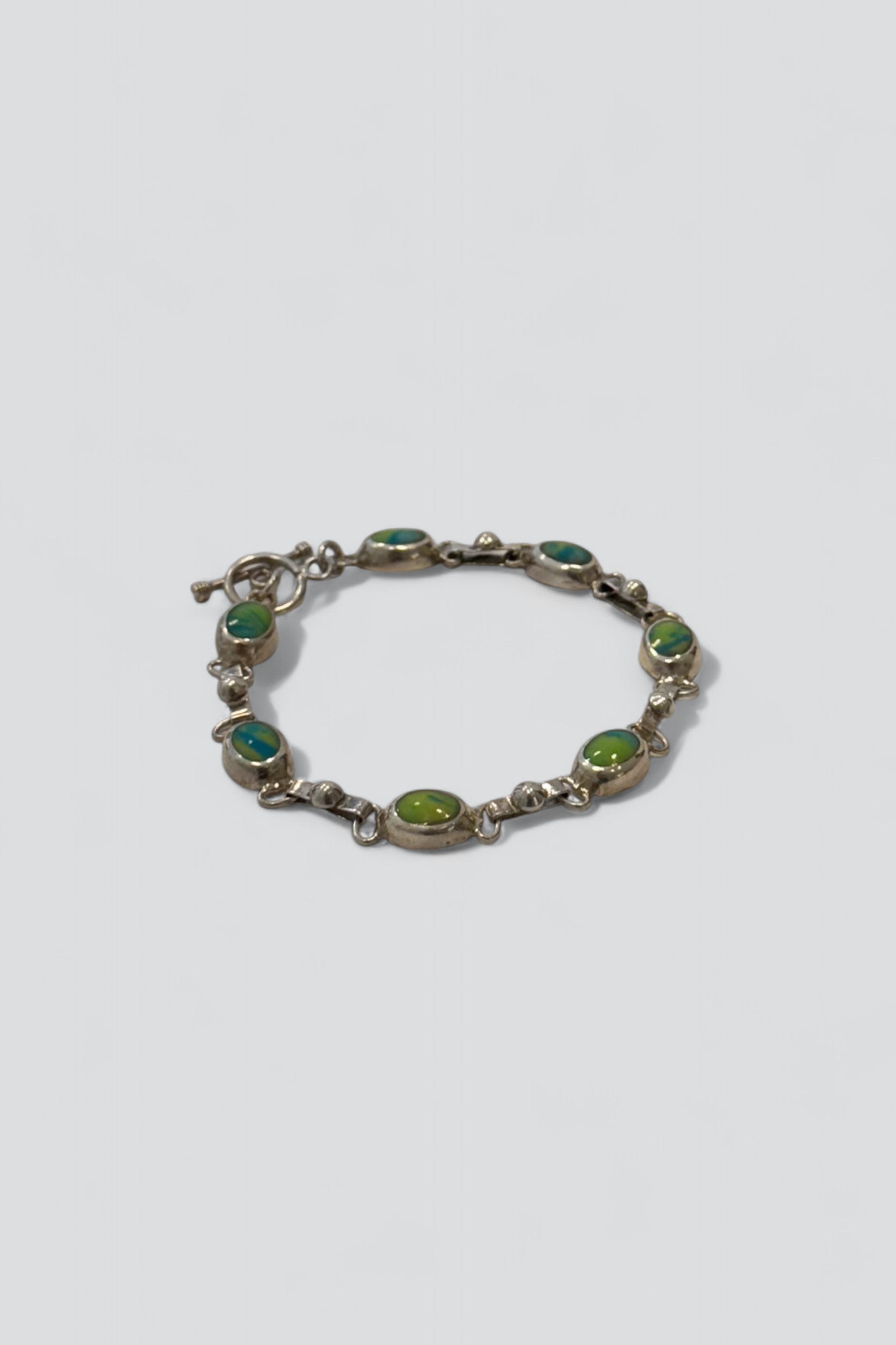 Sterling Silver Green Turquoise Toggle Bracelet
