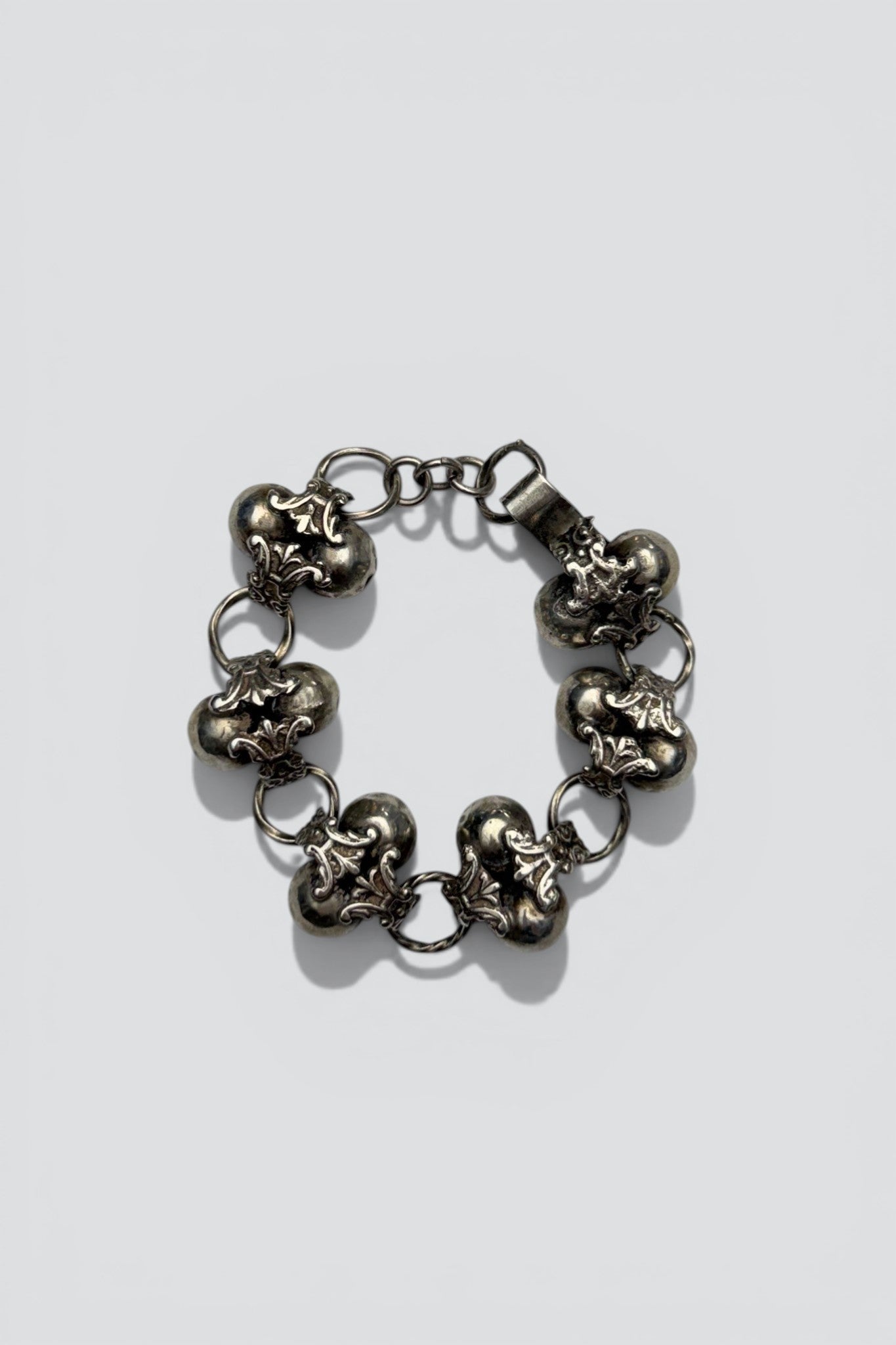 Sterling Silver Clustered Hammered Sphere Bracelet
