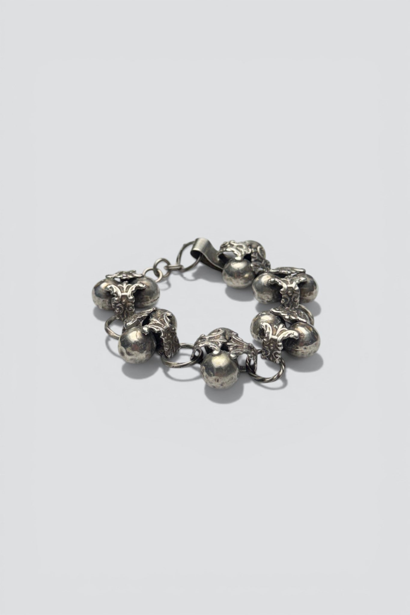 Sterling Silver Clustered Hammered Sphere Bracelet