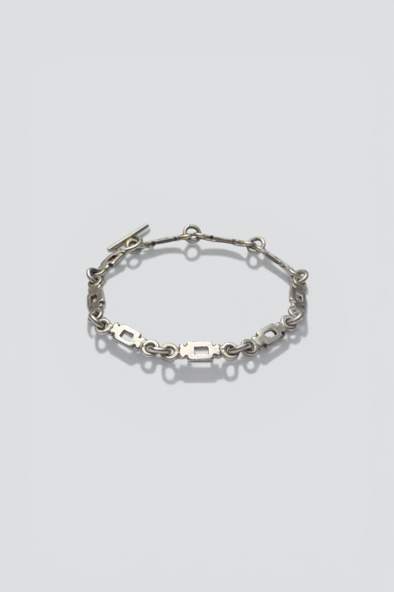 Sterling Silver Flat Box Link Toggle Bracelet