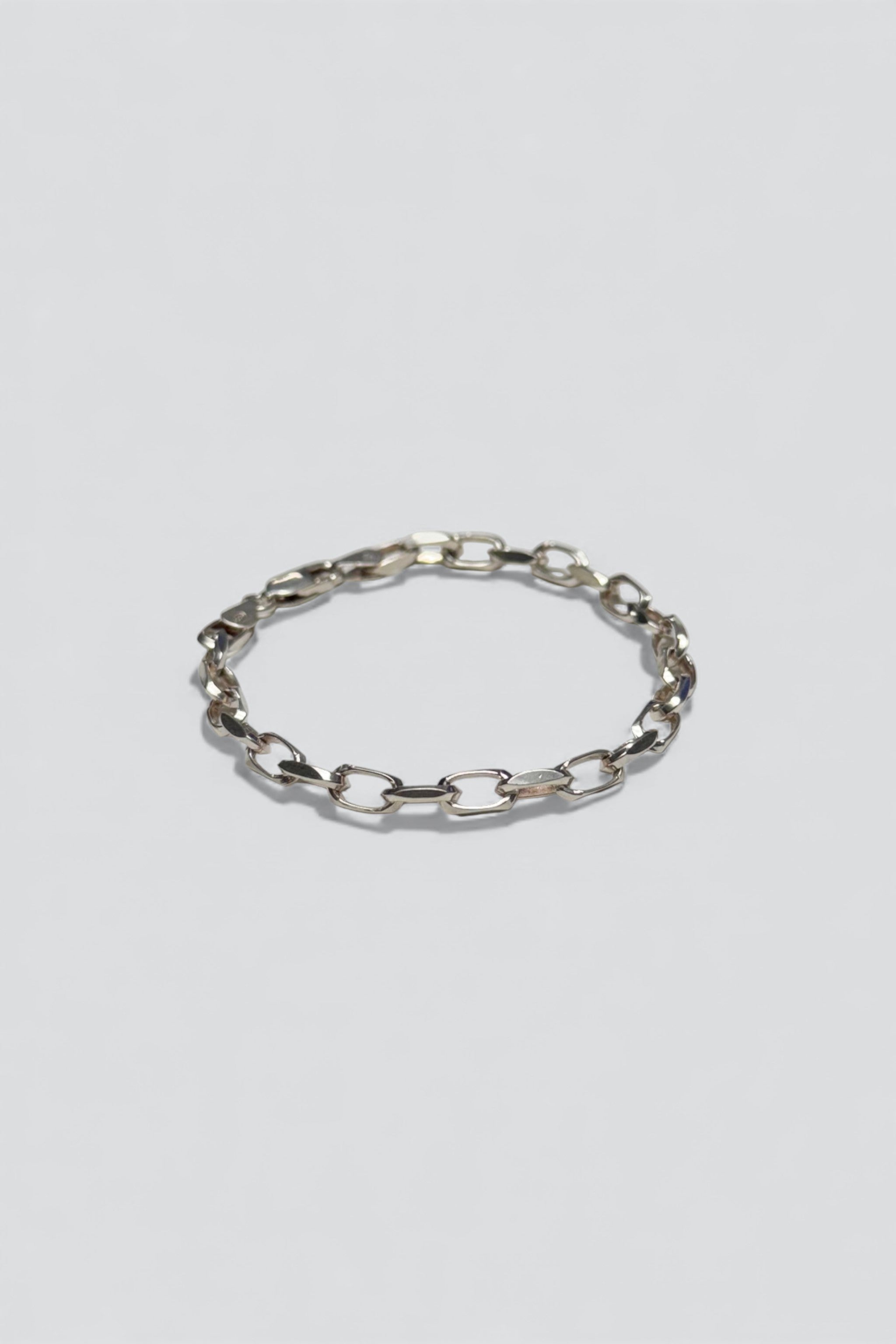 Sterling Silver Flat Oval Link Bracelet