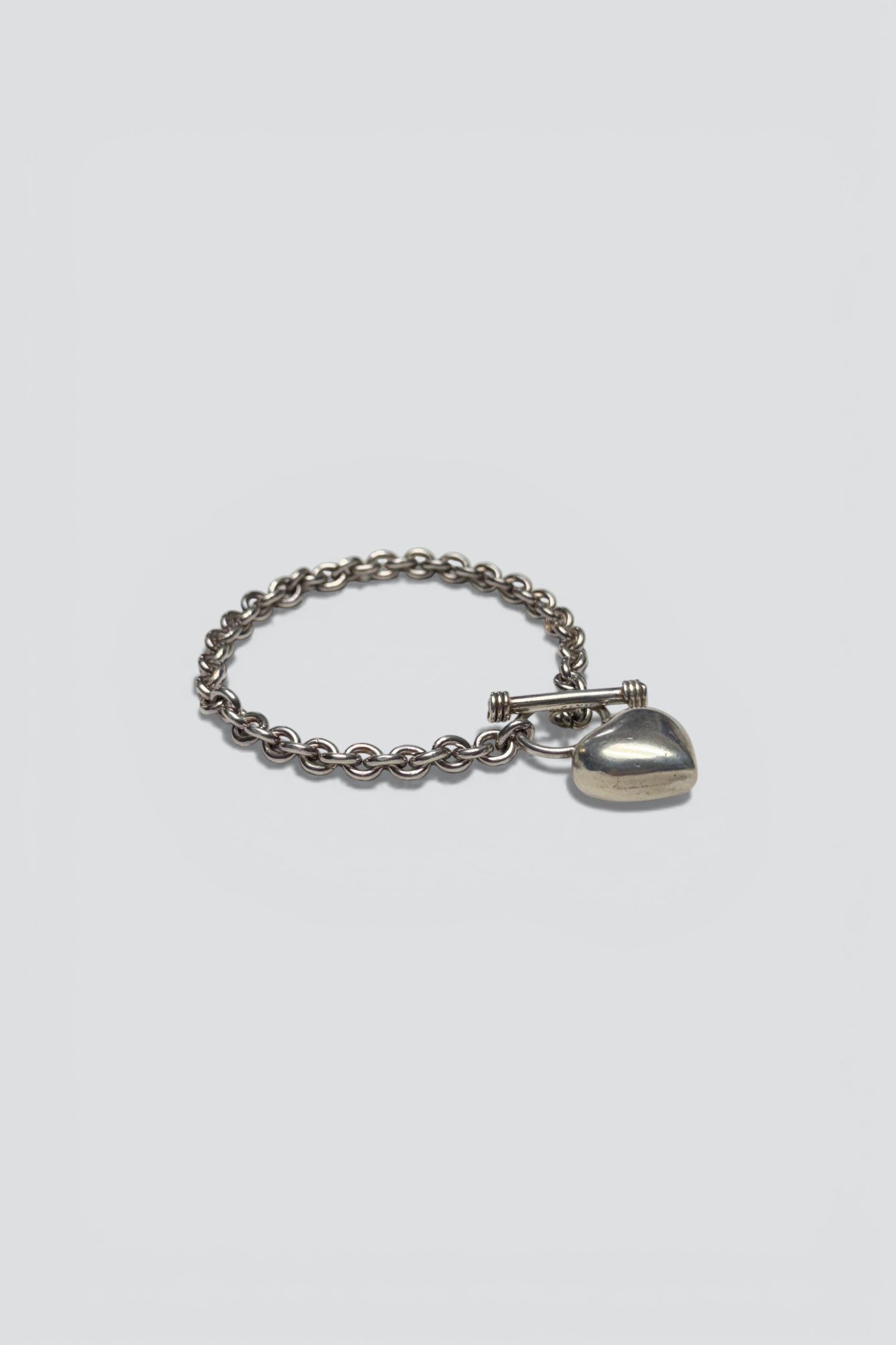 Sterling Silver Puffy Heart Toggle Bracelet