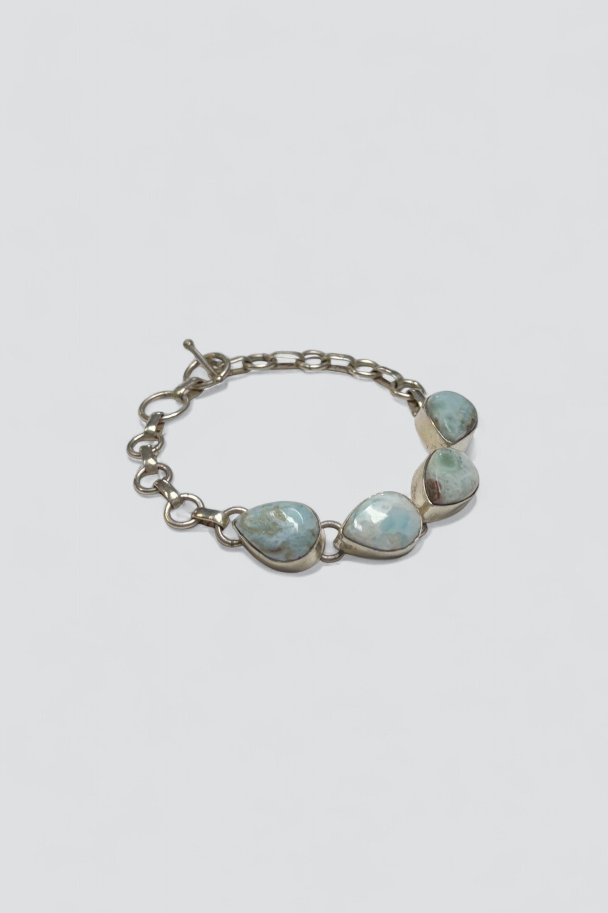 Sterling Silver Teardrop Larimar Bracelet