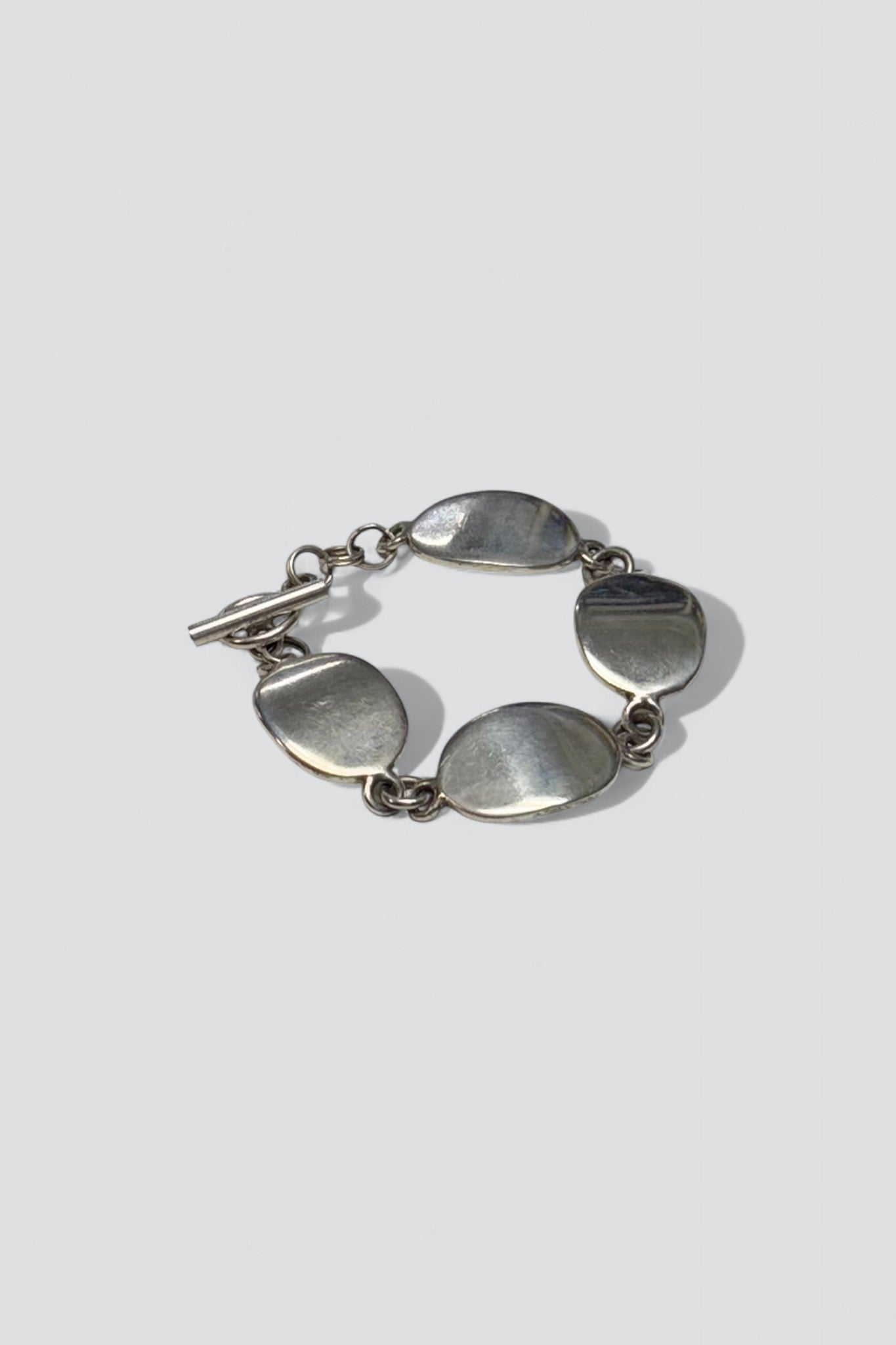 Sterling Silver Link Disk Toggle Bracelet