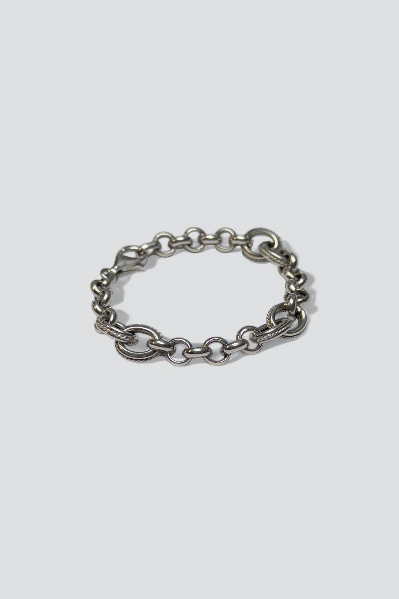Sterling Silver Textured Oval Link Bracelet