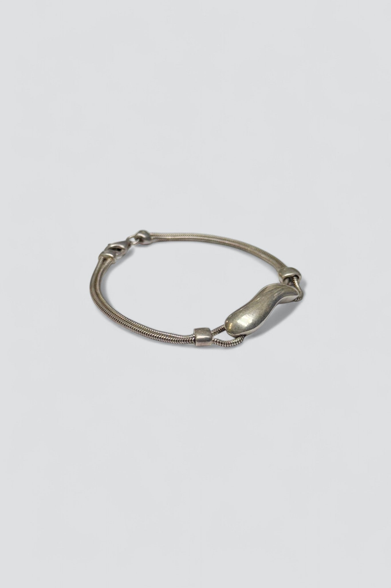 Sterling Silver Curve Plate Snake Chain Bracelet