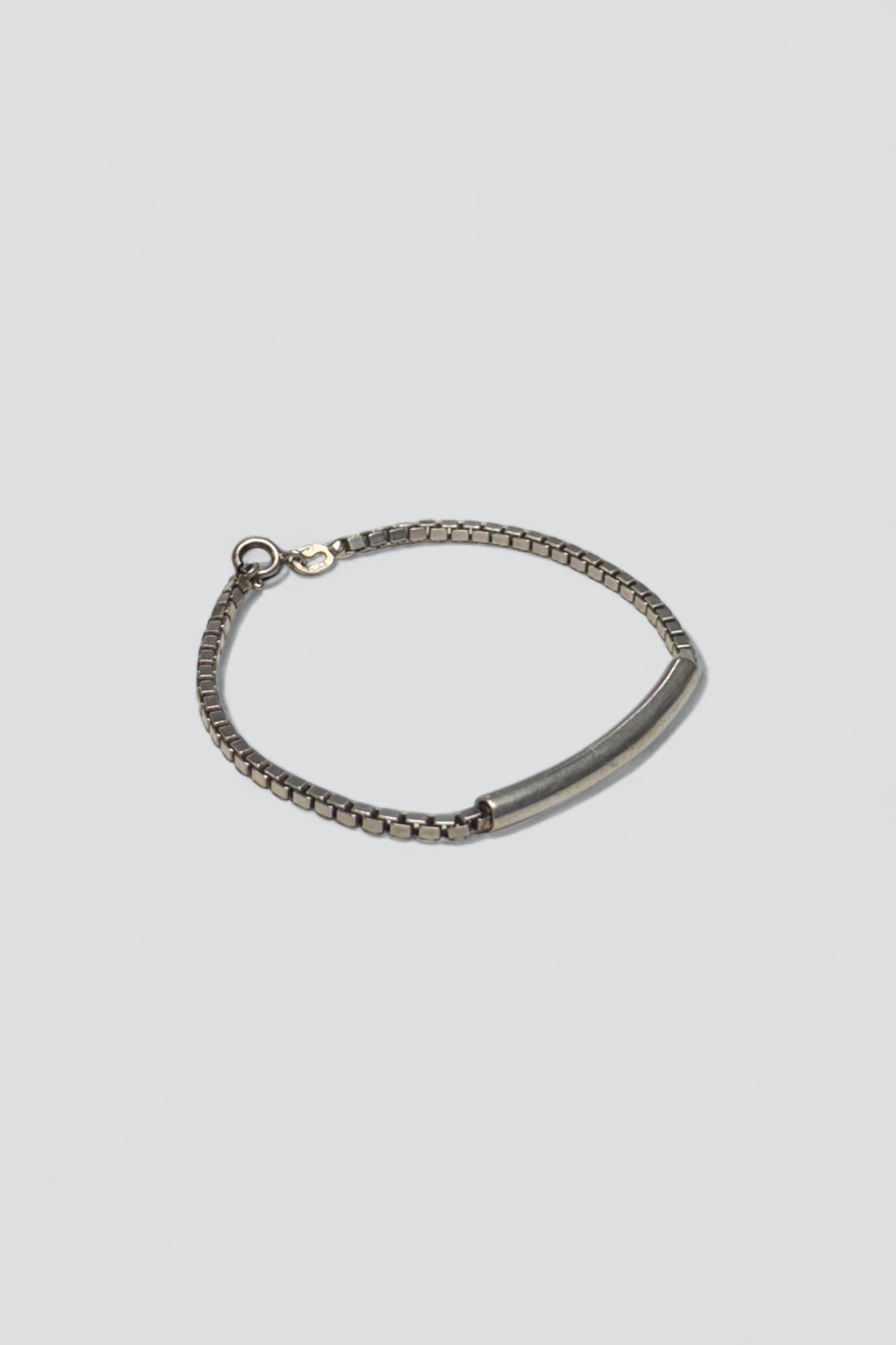Sterling Silver Round Bar Box Chain Bracelet