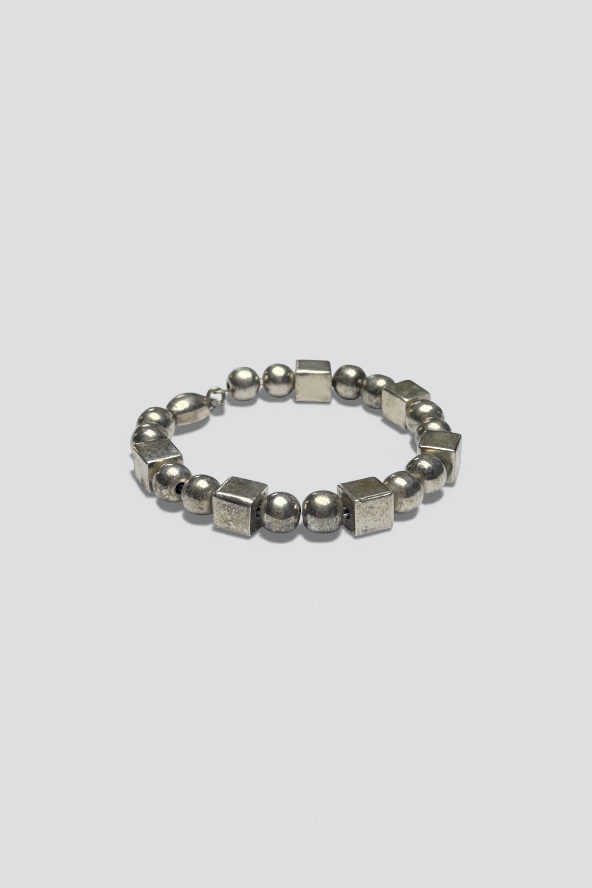 Sterling Silver Sphere Cube Link Bracelet