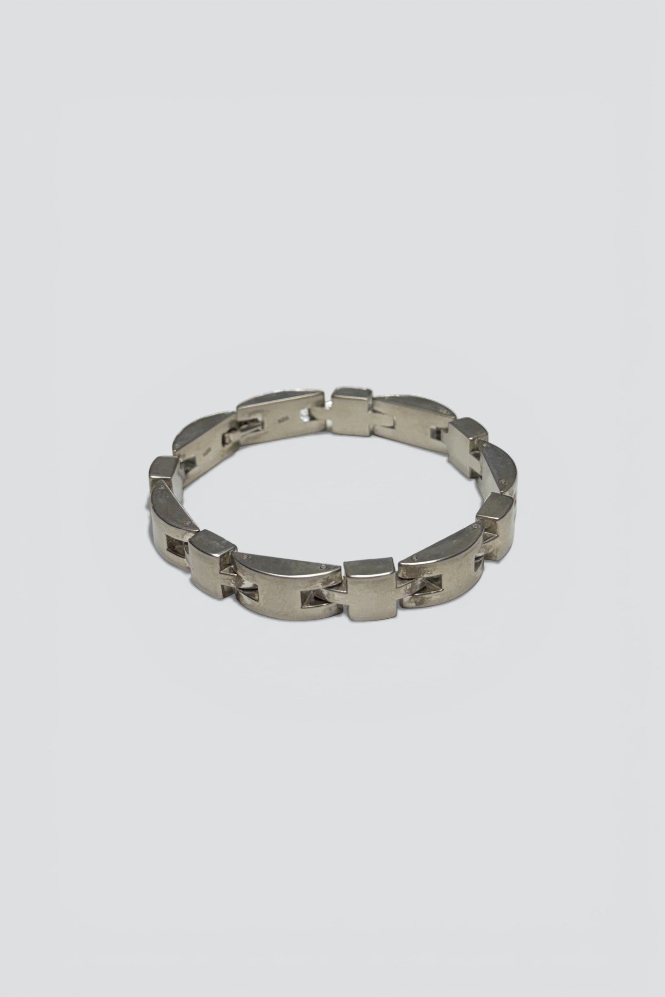 Sterling Silver Modernist Curve Link Bracelet