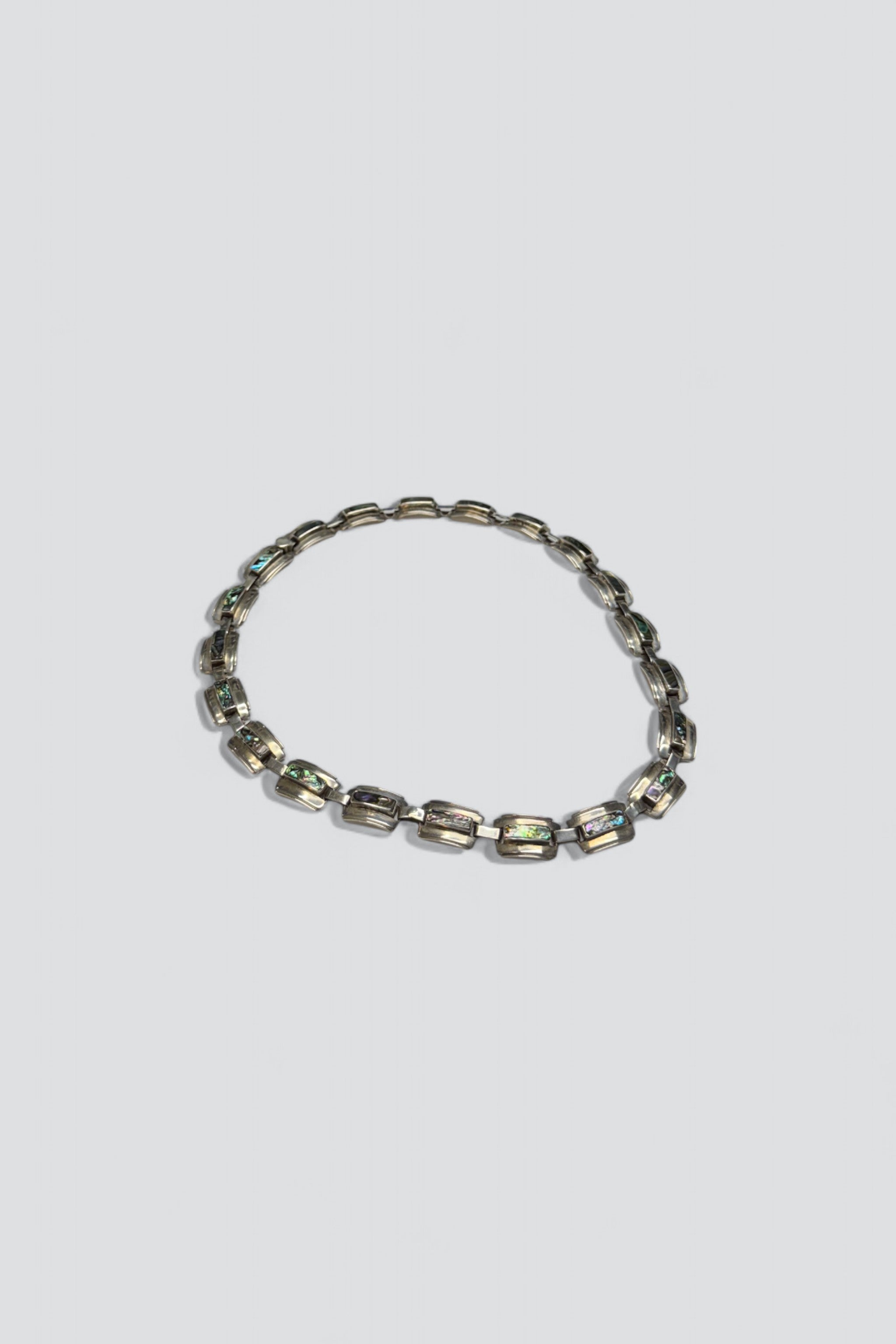 Sterling Silver Abalone Inlay Choker Necklace