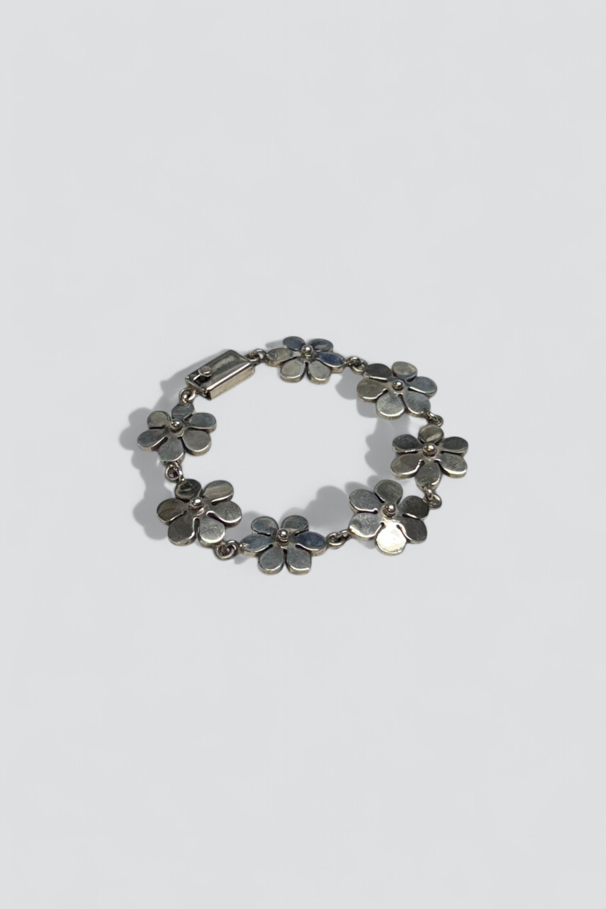 Sterling Silver Flower Link Bracelet