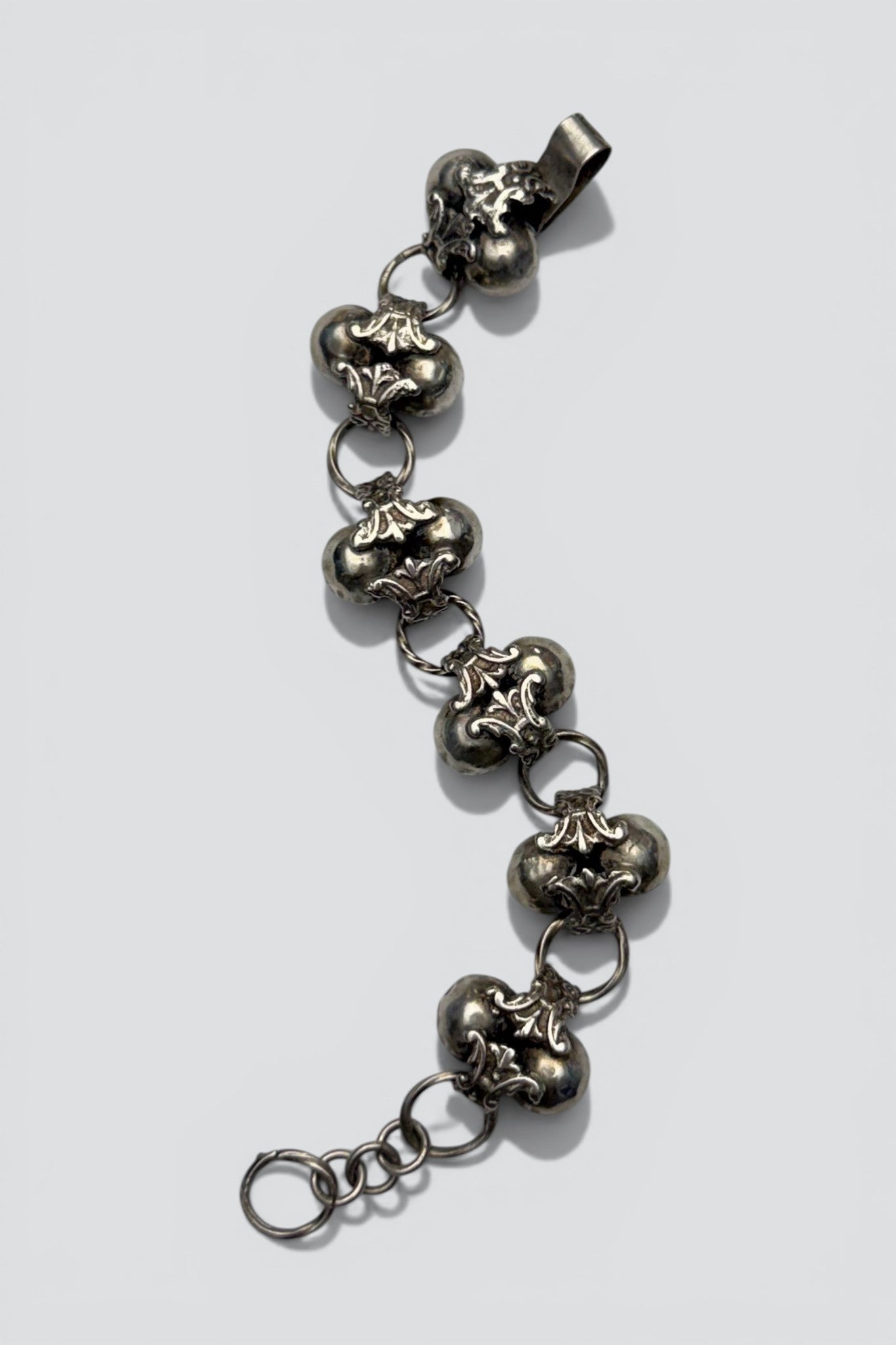 Sterling Silver Clustered Hammered Sphere Bracelet