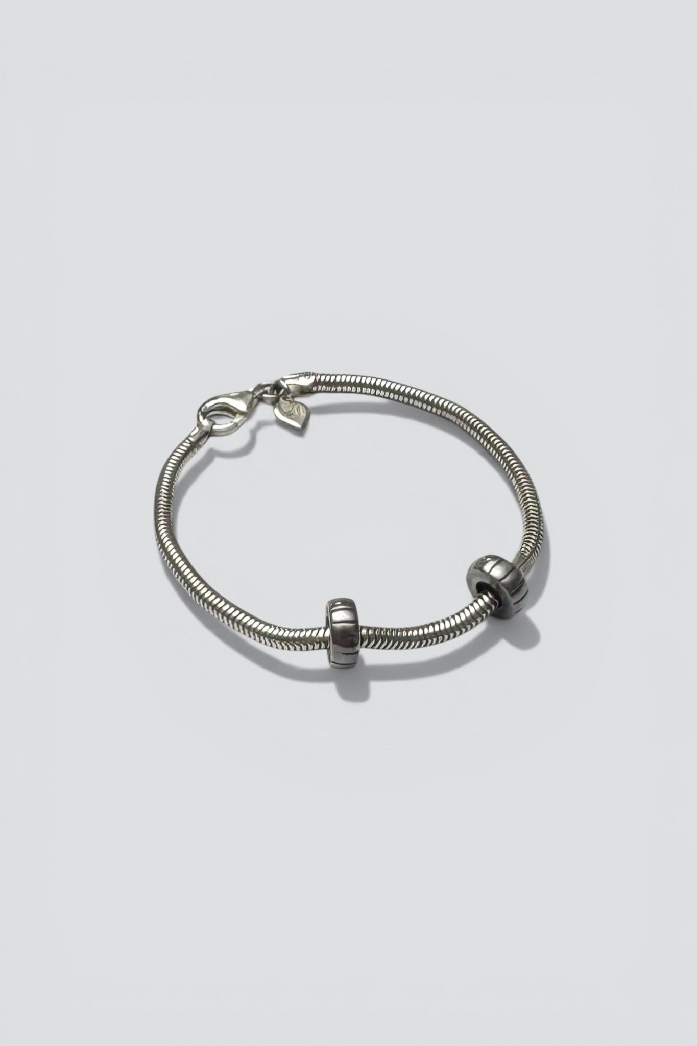 Sterling Silver Ringed Snake Chain Bracelet