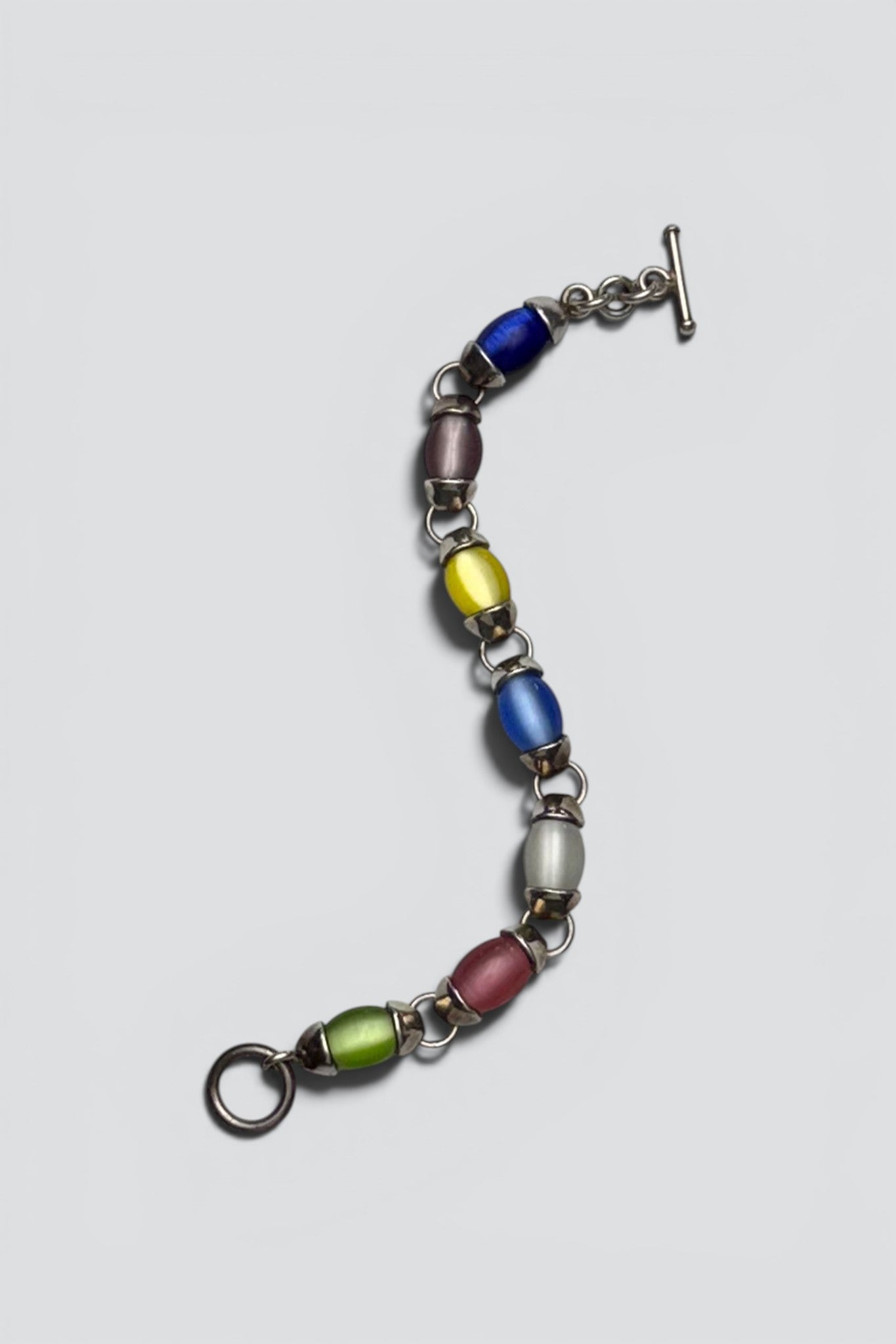 Sterling Silver Cat Eye Glass Bracelet