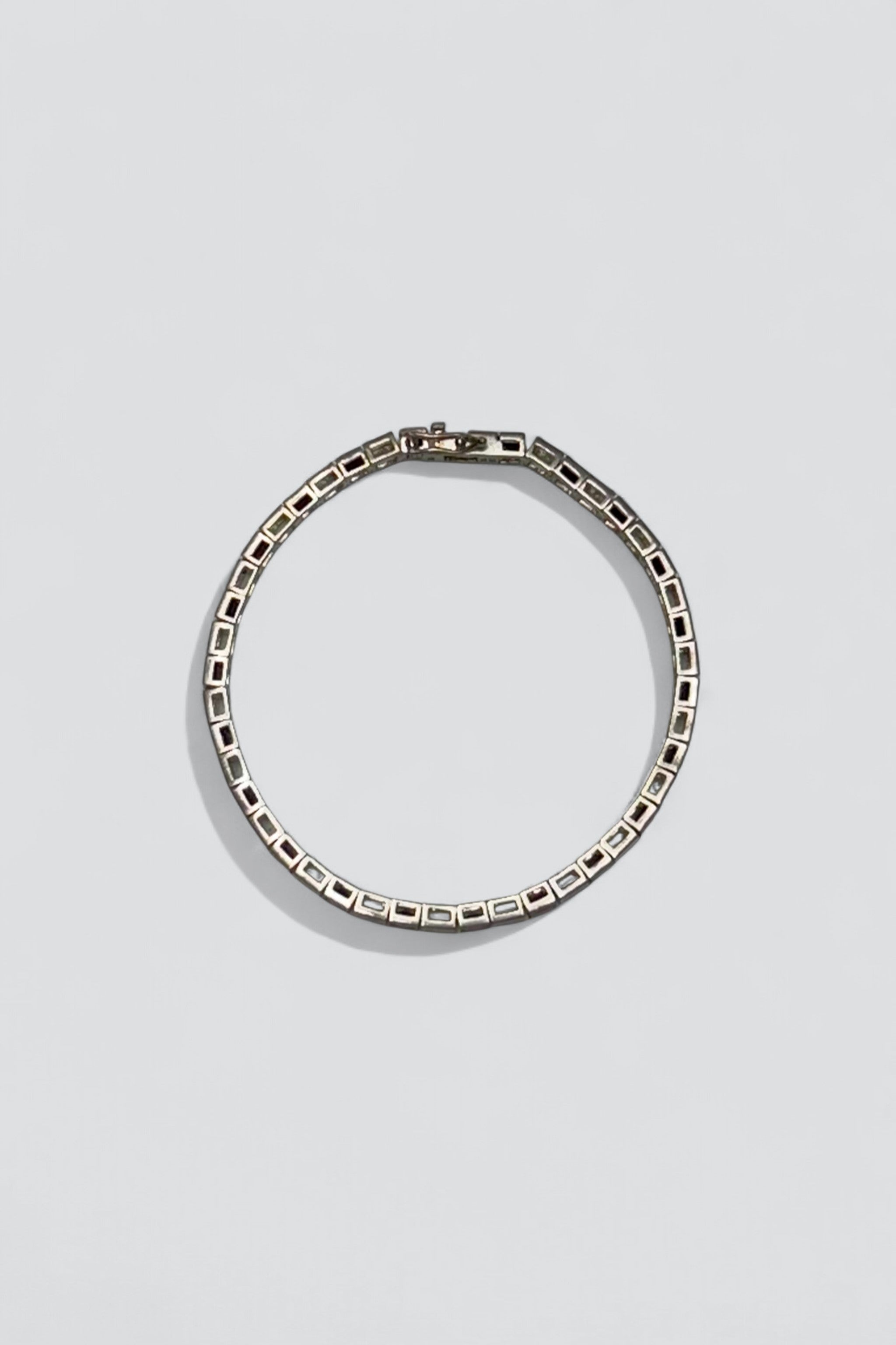 Sterling Silver Garnet Square Link Bracelet