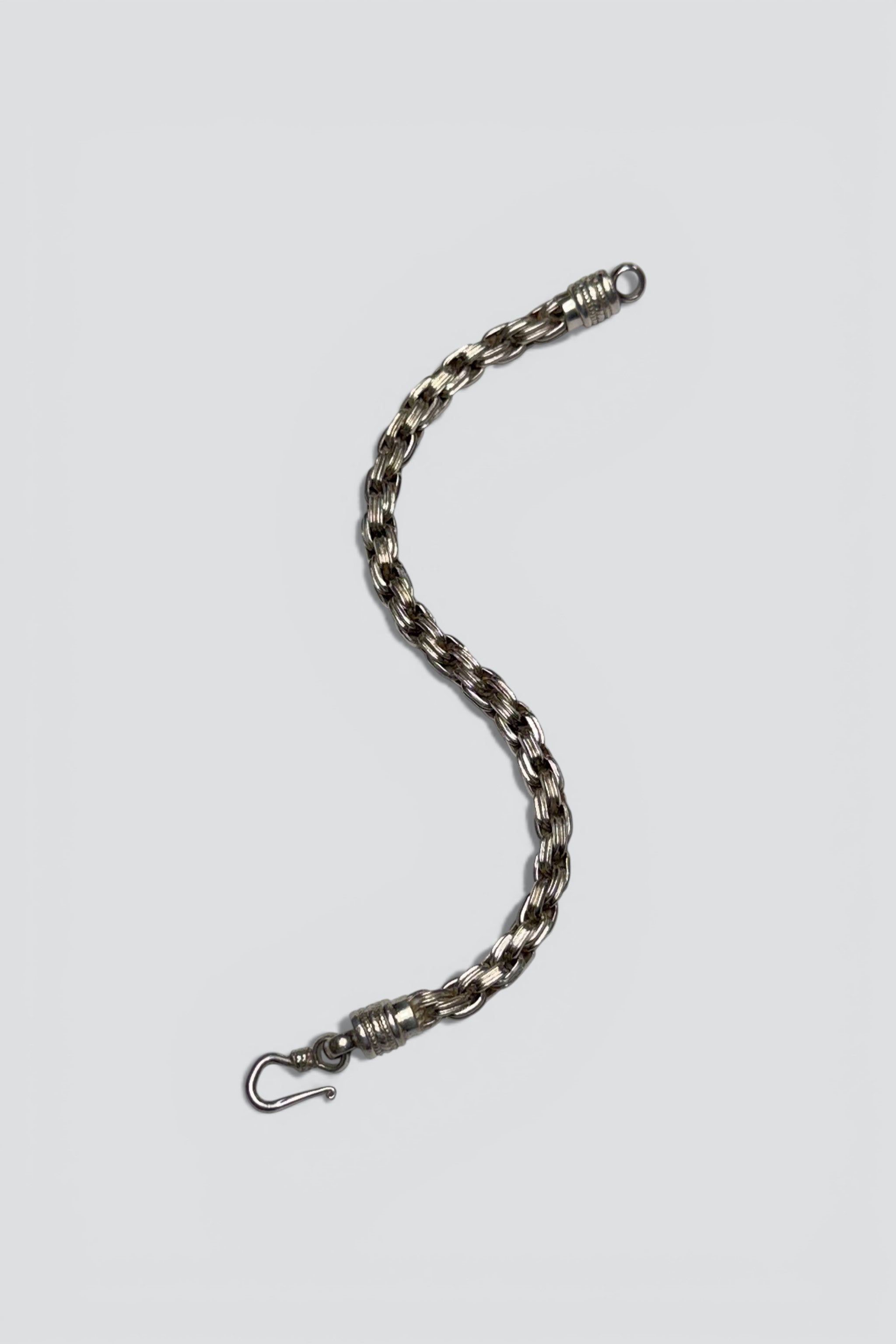 Sterling Silver Heavy Double Link Hook Bracelet