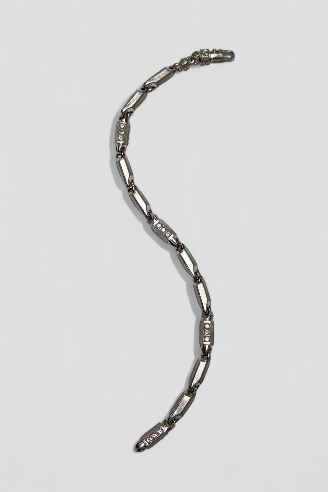 Sterling Silver Zircona Hex Link Bracelet