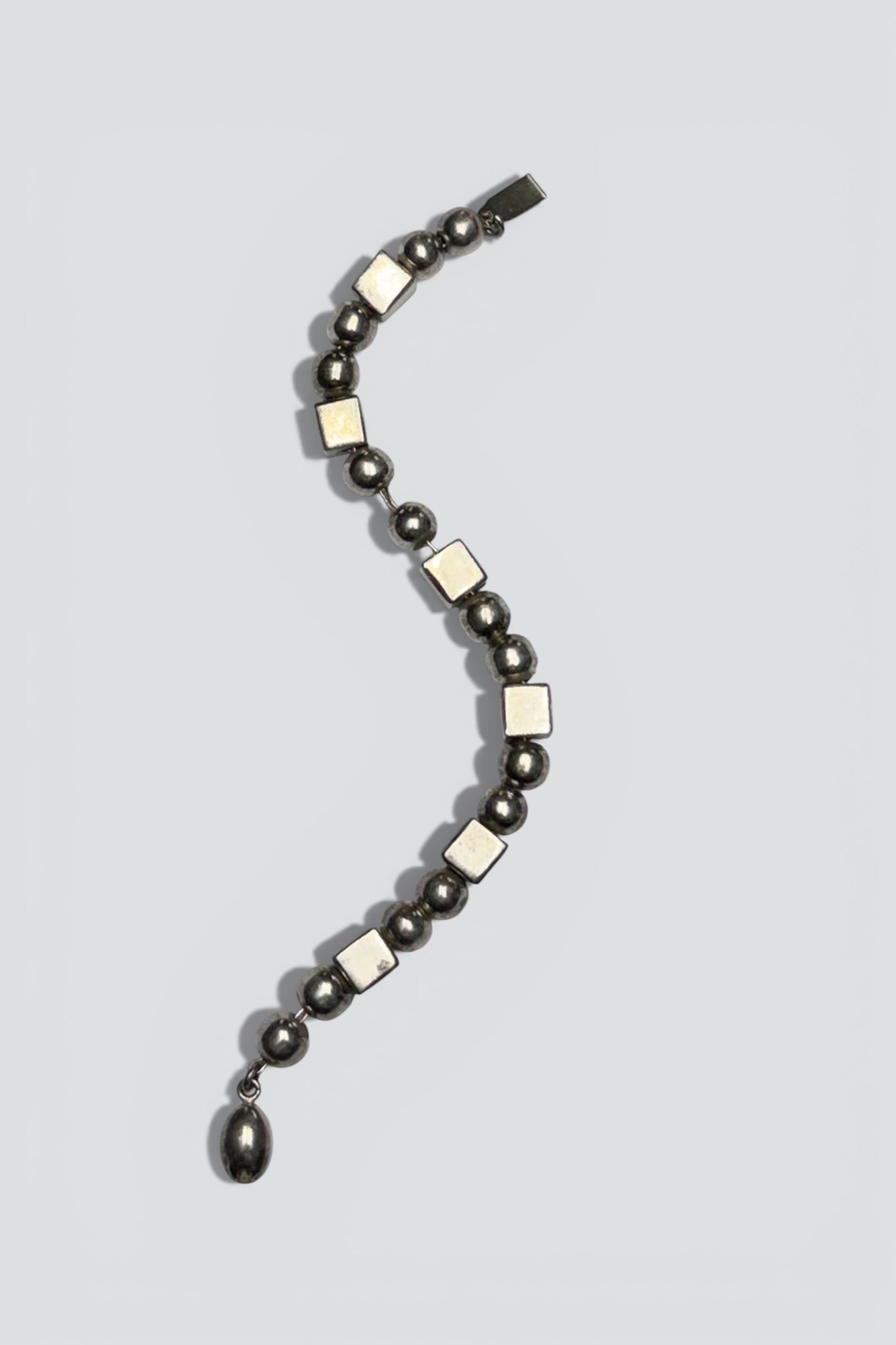 Sterling Silver Sphere Cube Link Bracelet