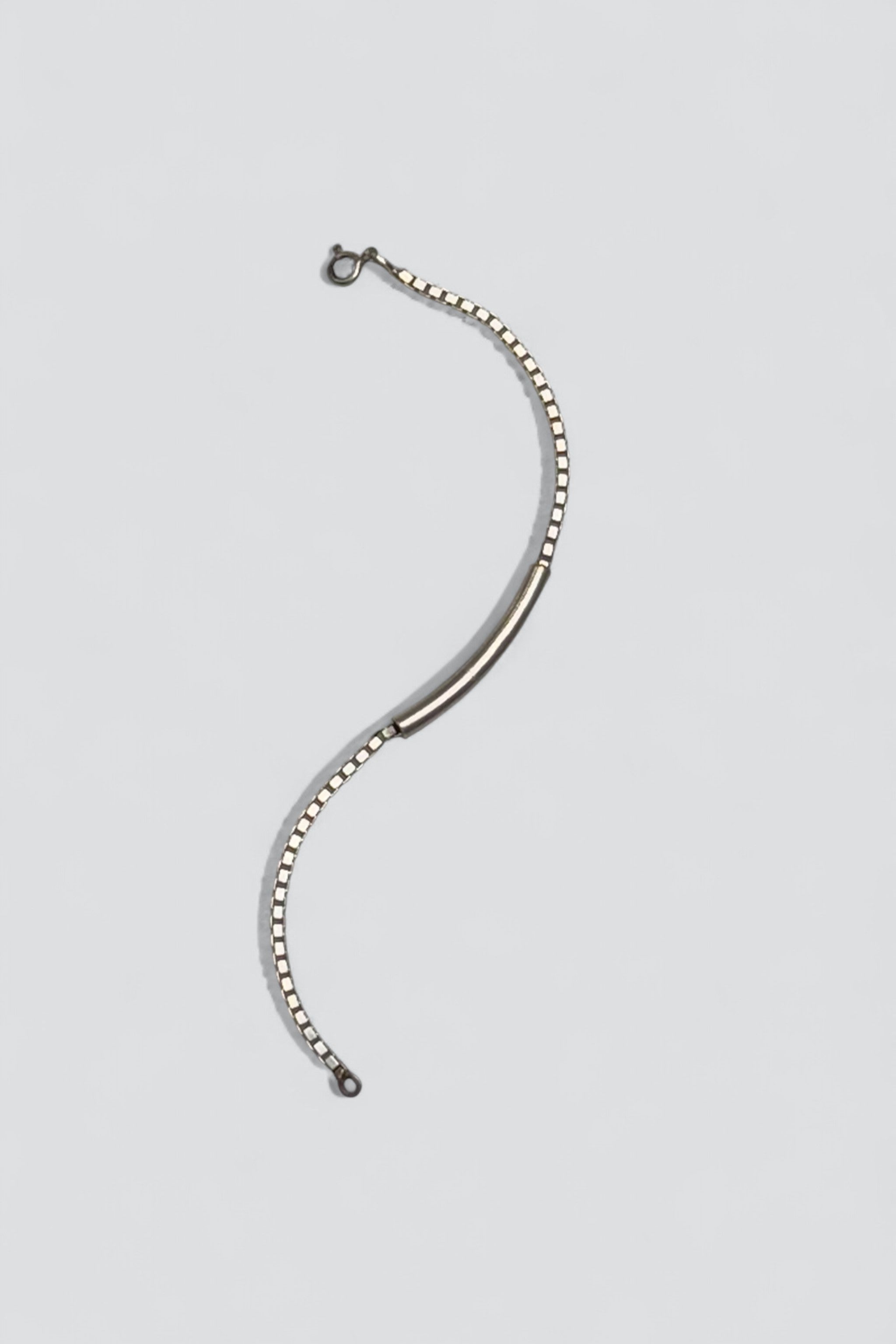 Sterling Silver Round Bar Box Chain Bracelet