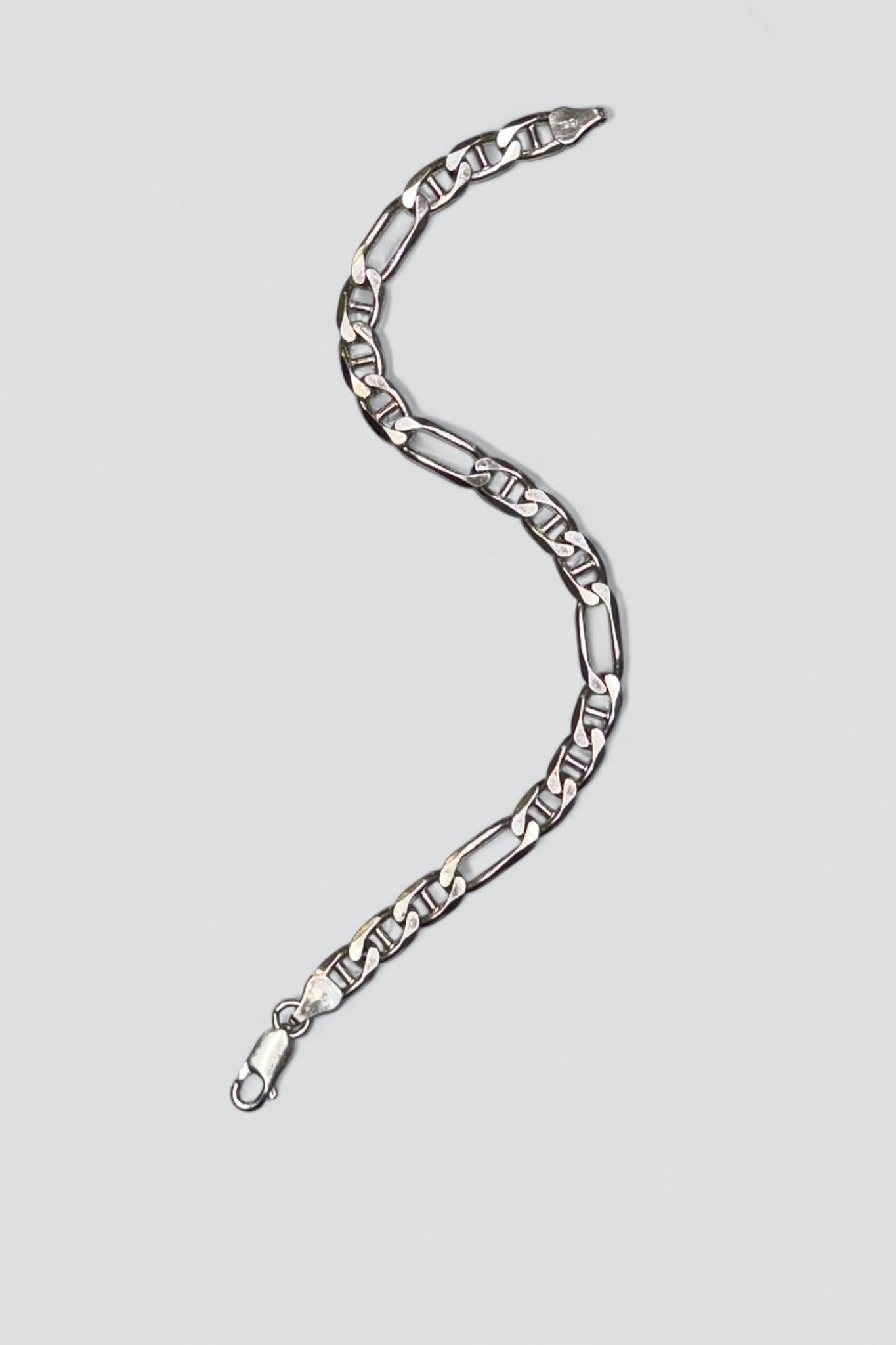 Sterling Silver Facet Flat Mariner Bracelet