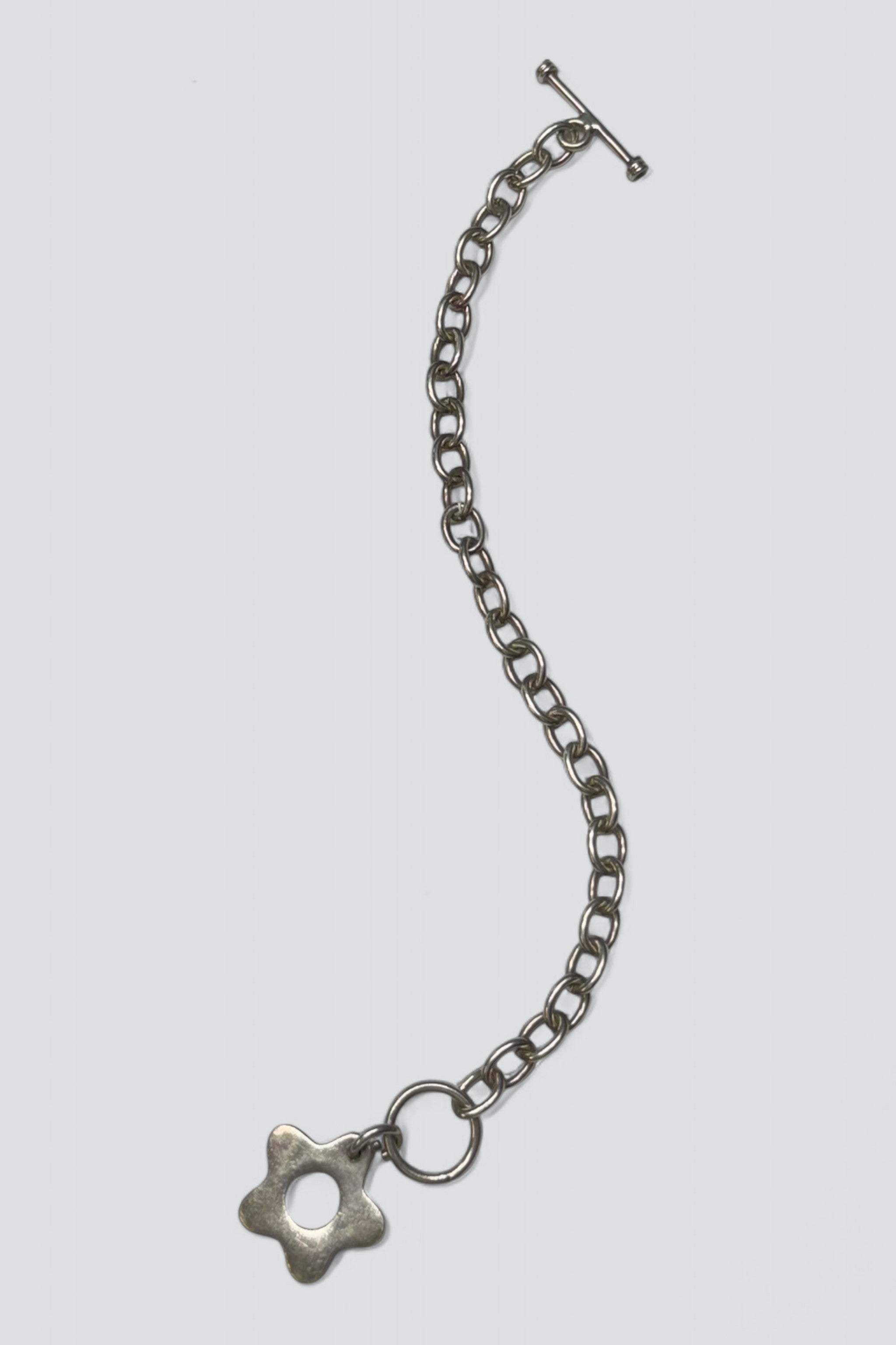Sterling Silver Star Flower Toggle Bracelet